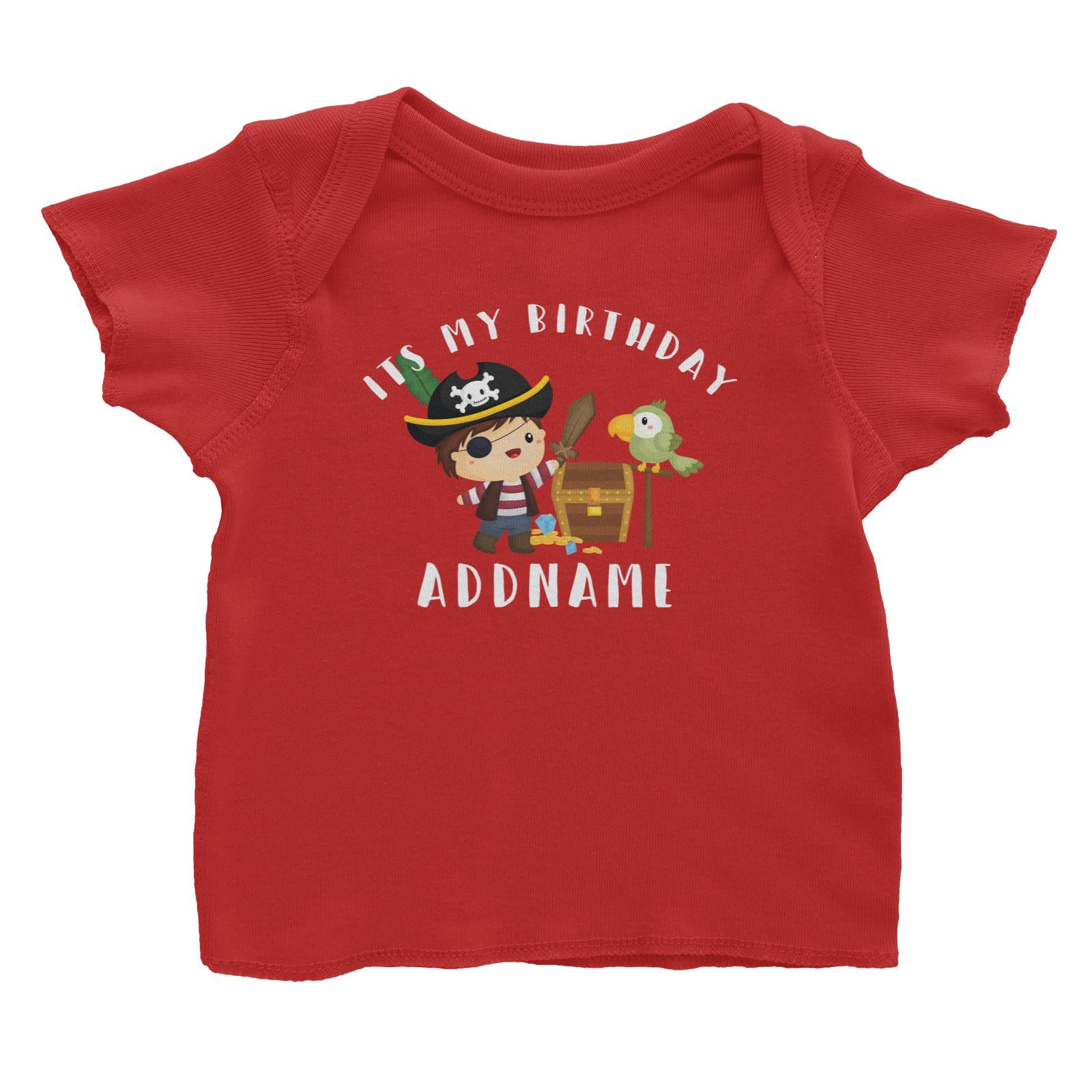 Birthday Pirate Happy Boy Captain With Treasure Chest Its My Birthday Addname Baby T-Shirt