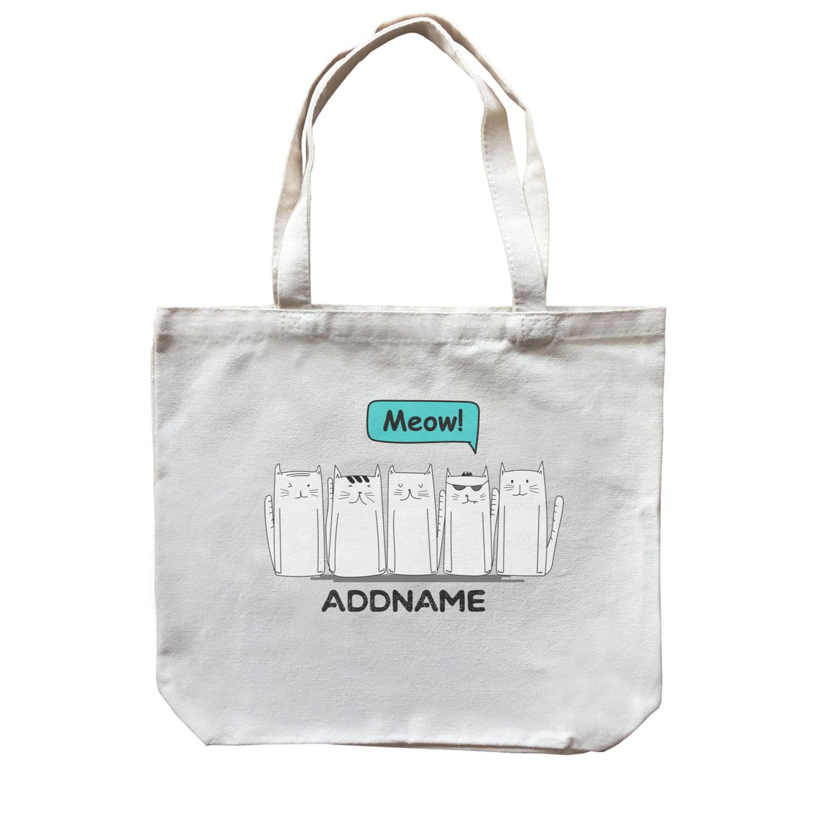 Cute Animals And Friends Series Hello Cats Group Addname Canvas Bag
