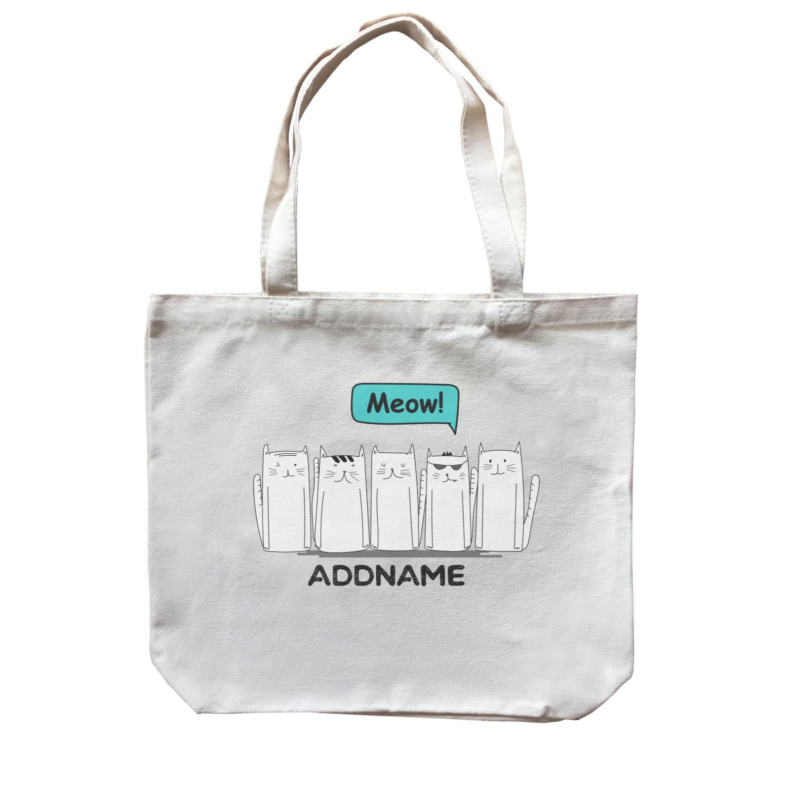Cute Animals And Friends Series Hello Cats Group Addname Canvas Bag