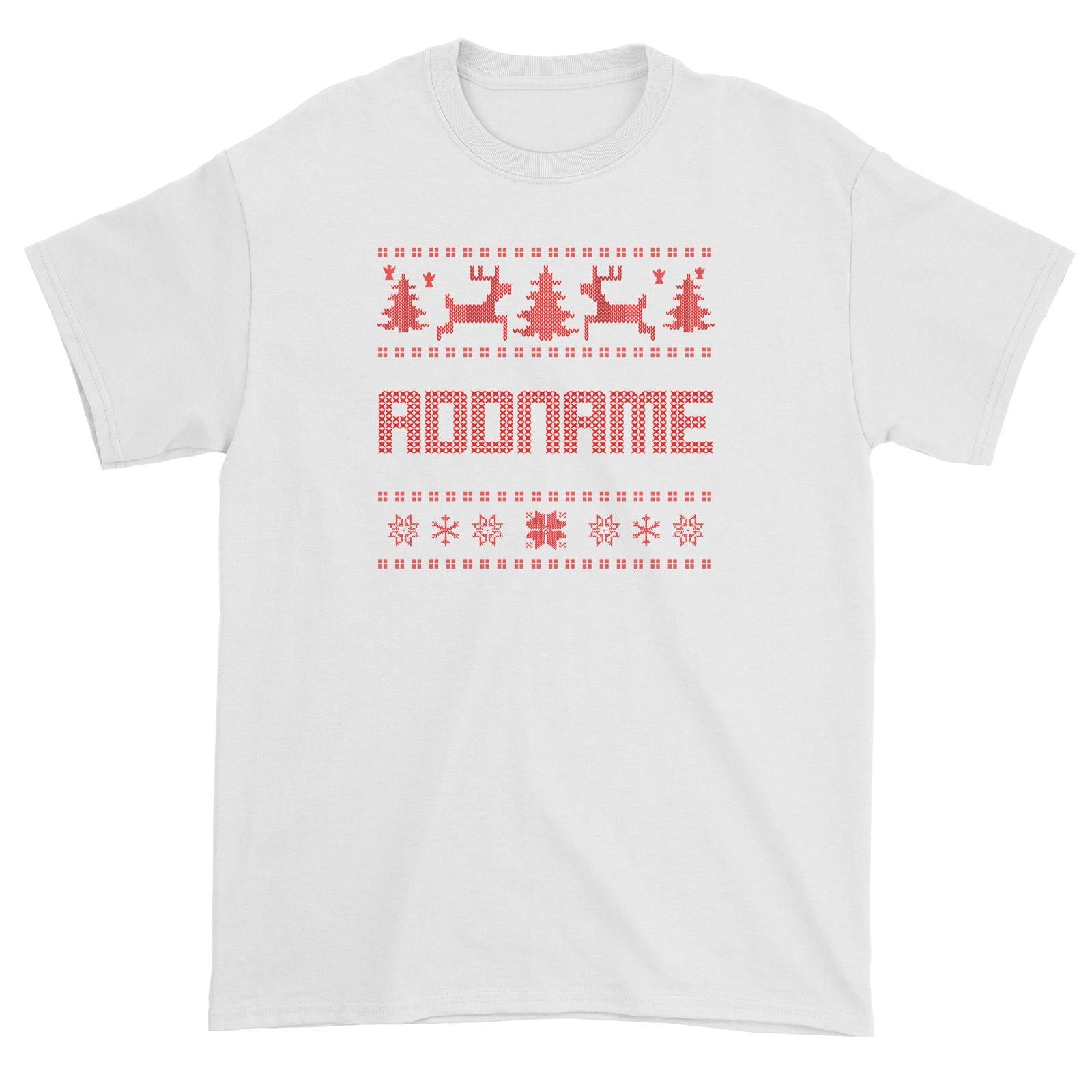 Christmas Sweater Addname Unisex T-Shirt  Matching Family Personalizable Designs