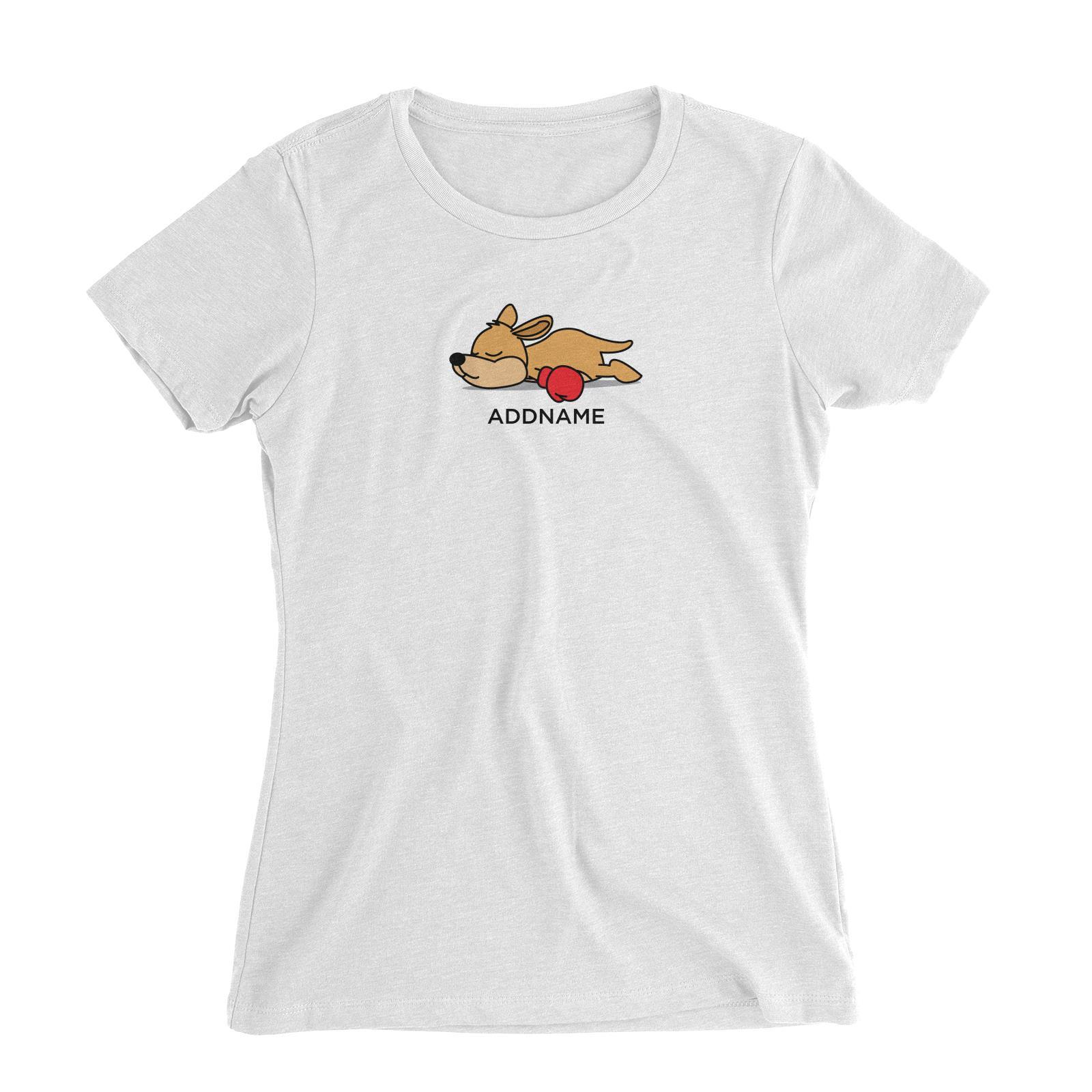 Lazy Kangaroo with Boxing Glove Addname Women's Slim Fit T-Shirt