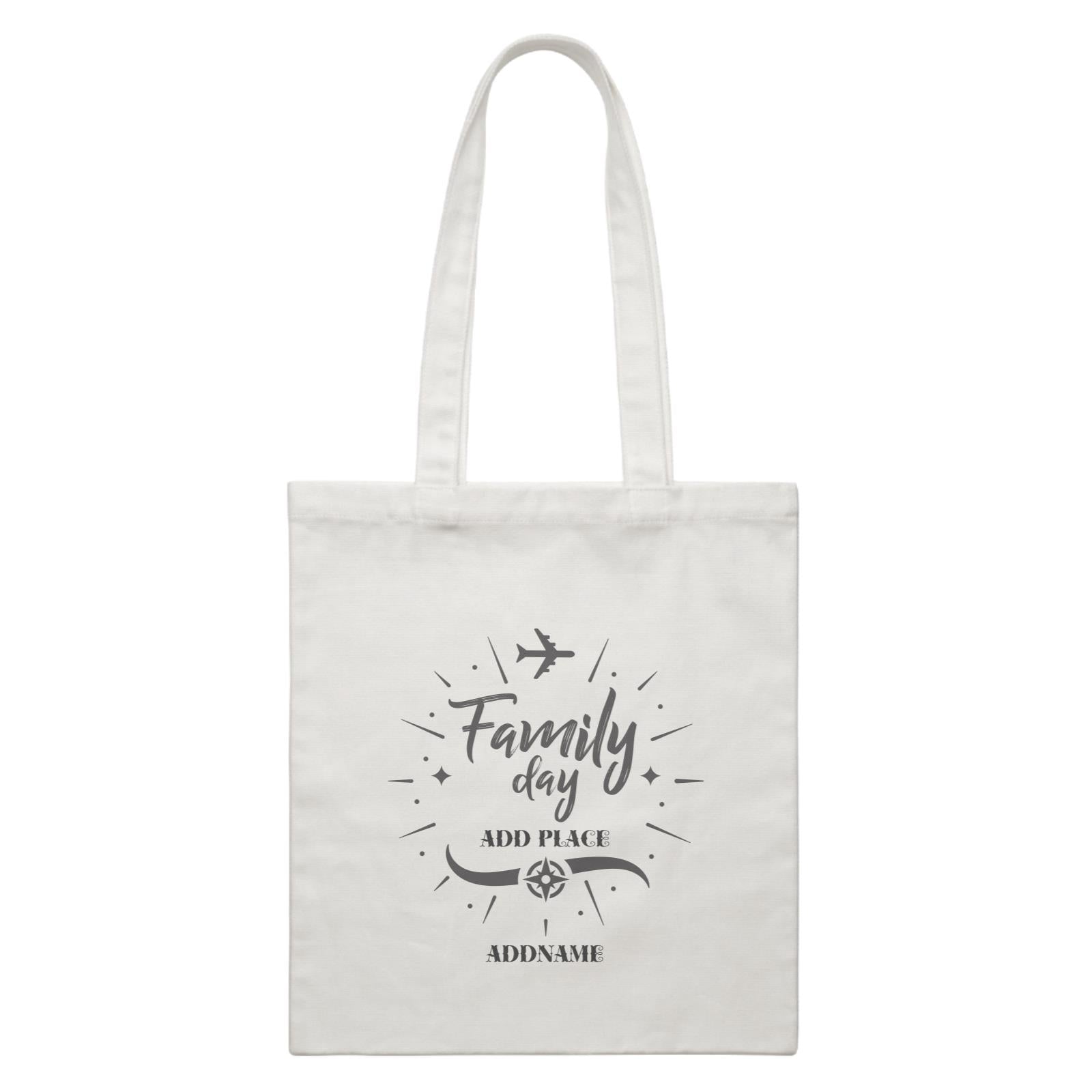 Family Day Flight Plane Icon Family Day Addname And Add Place White Canvas Bag