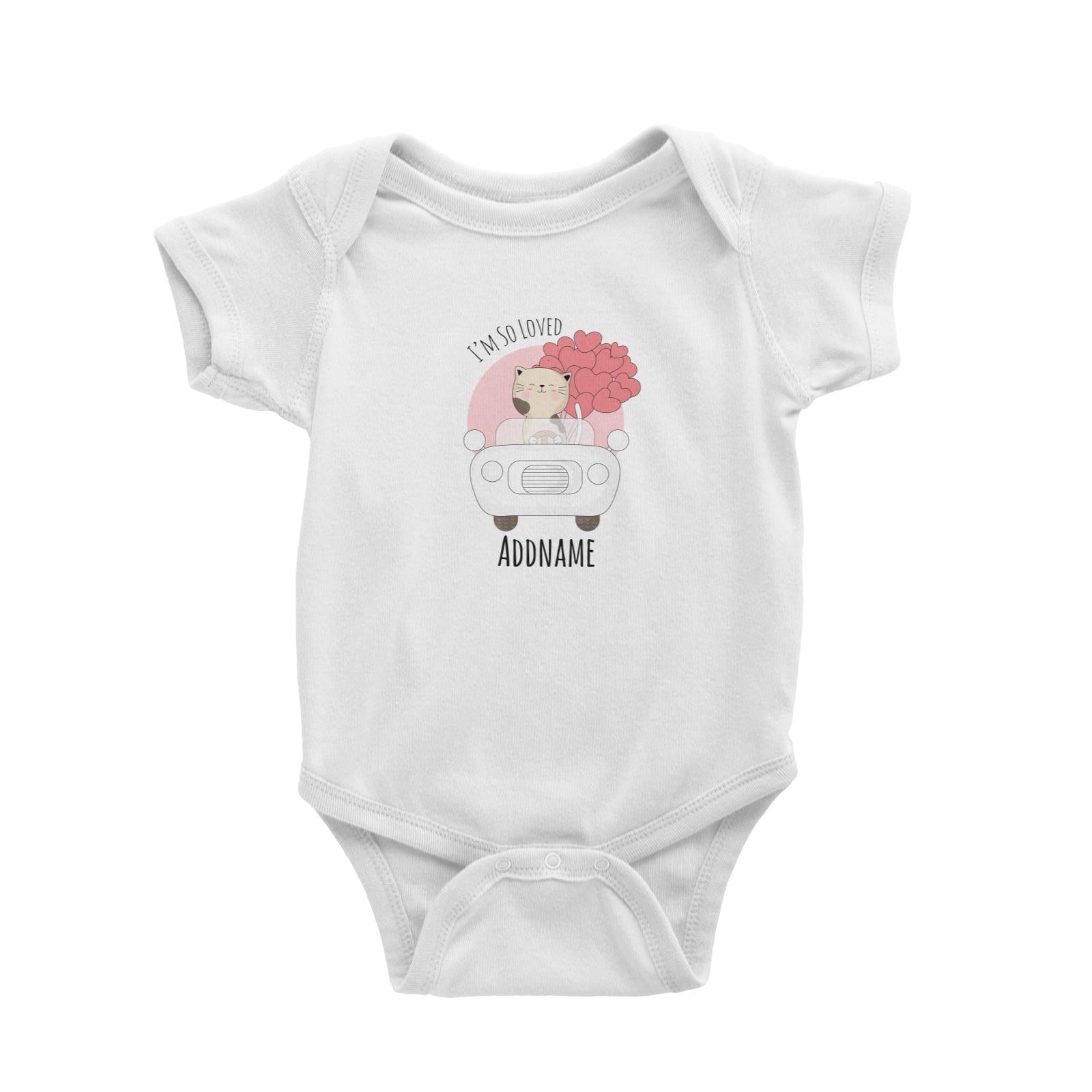 Sweet Animals Sketches Car in Cat I'm So Loved Addname Baby Romper