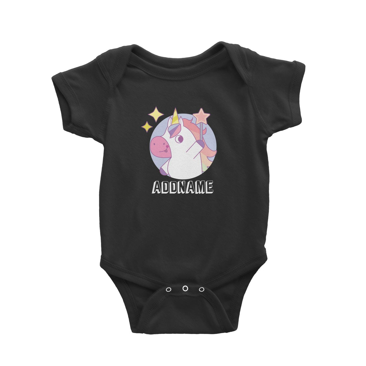 Birthday Unicorn Girl With Magic Wand Addname Baby Romper
