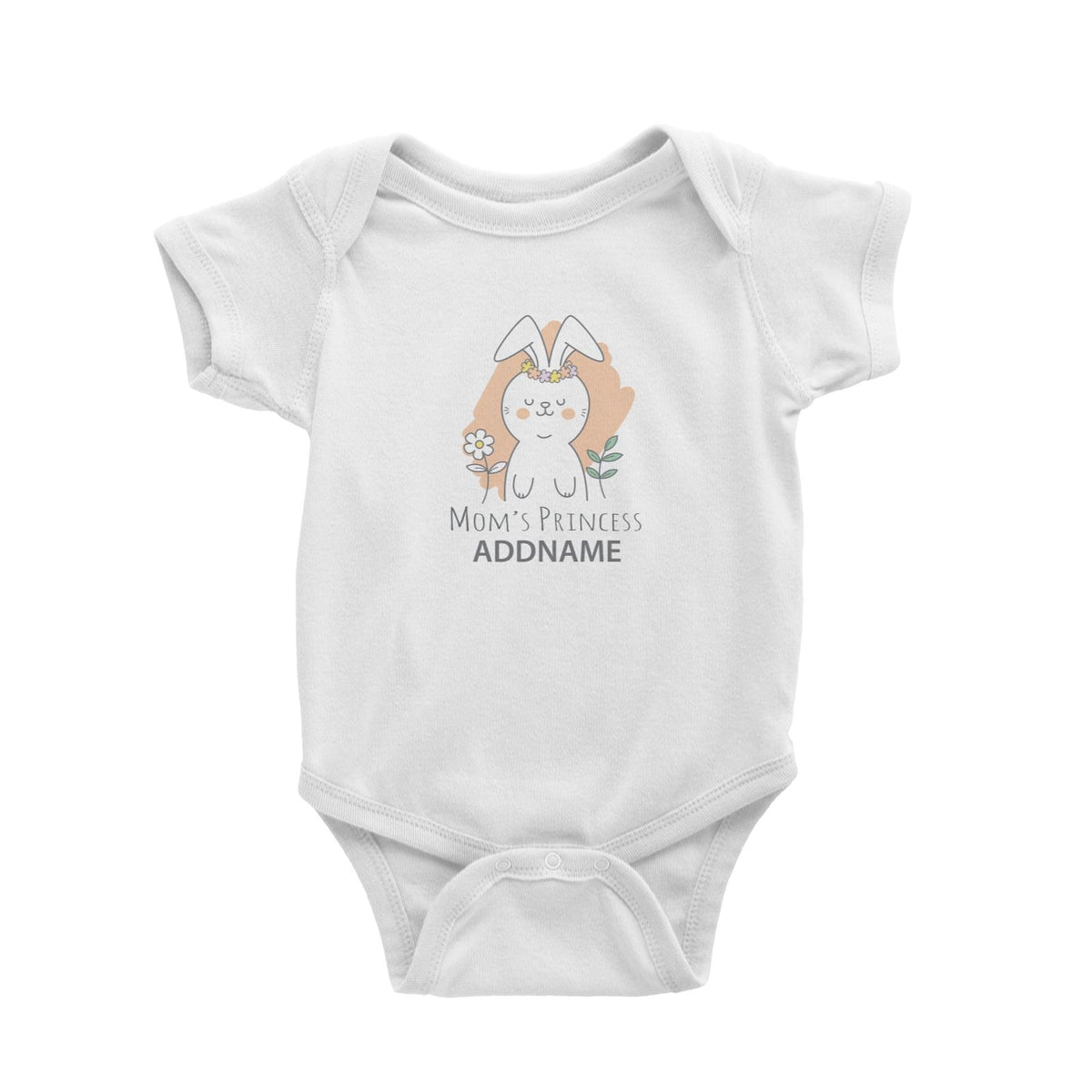 Cool Cute Animals Rabbit Mom's Princess Addname Baby Romper