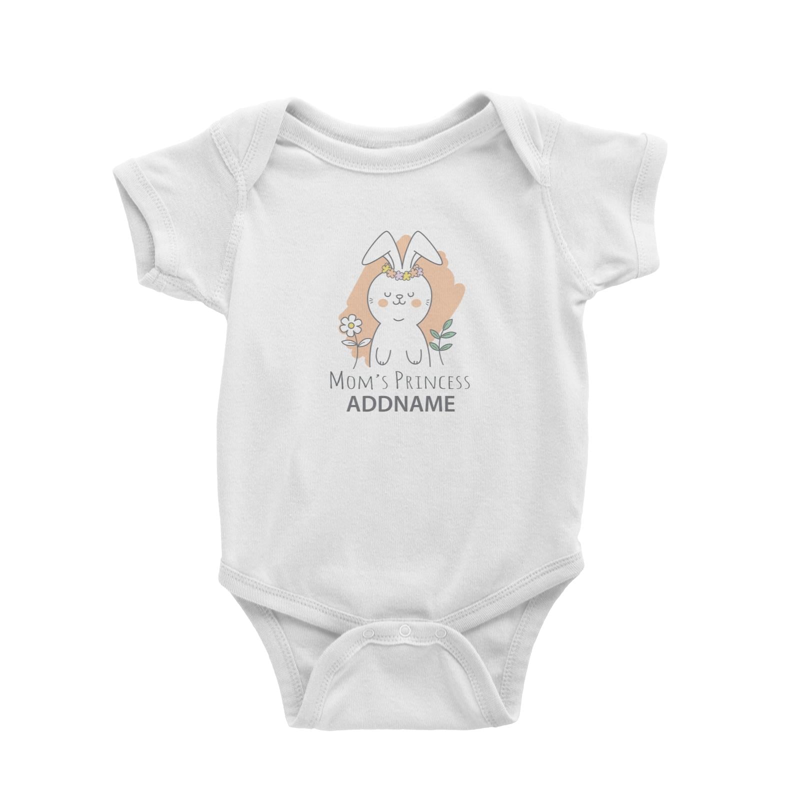 Cool Cute Animals Rabbit Mom's Princess Addname Baby Romper