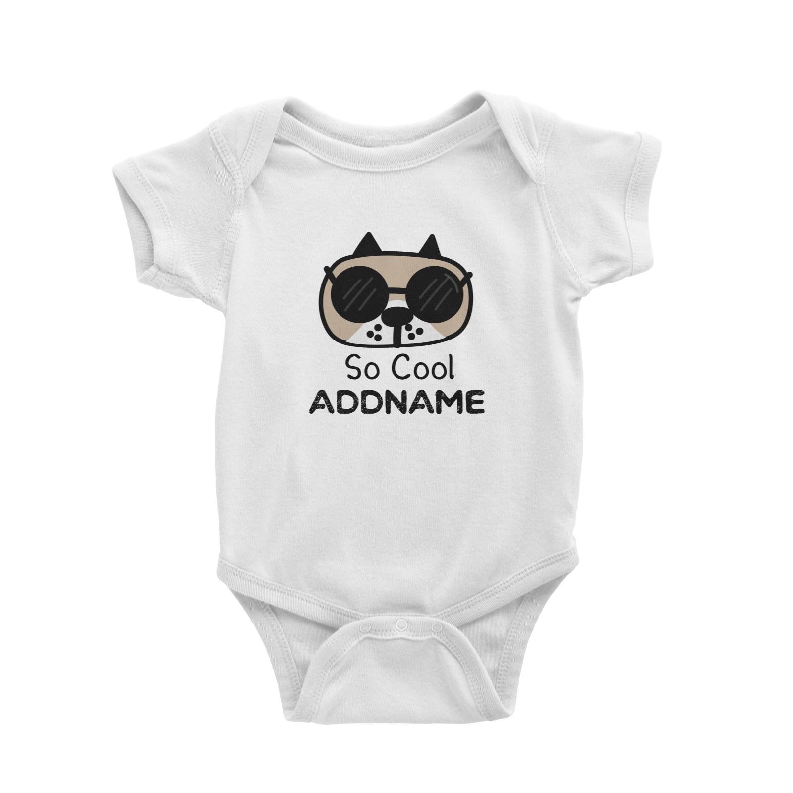 Cute Animals And Friends Series Cool Dog With Sunglasses Addname Baby Romper