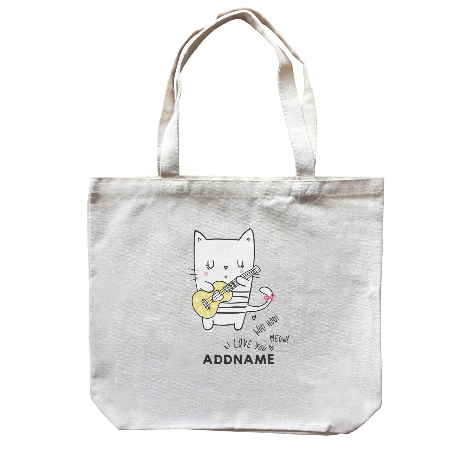 Cool Vibrant Series Cat Playing Guitar Addname Canvas Bag
