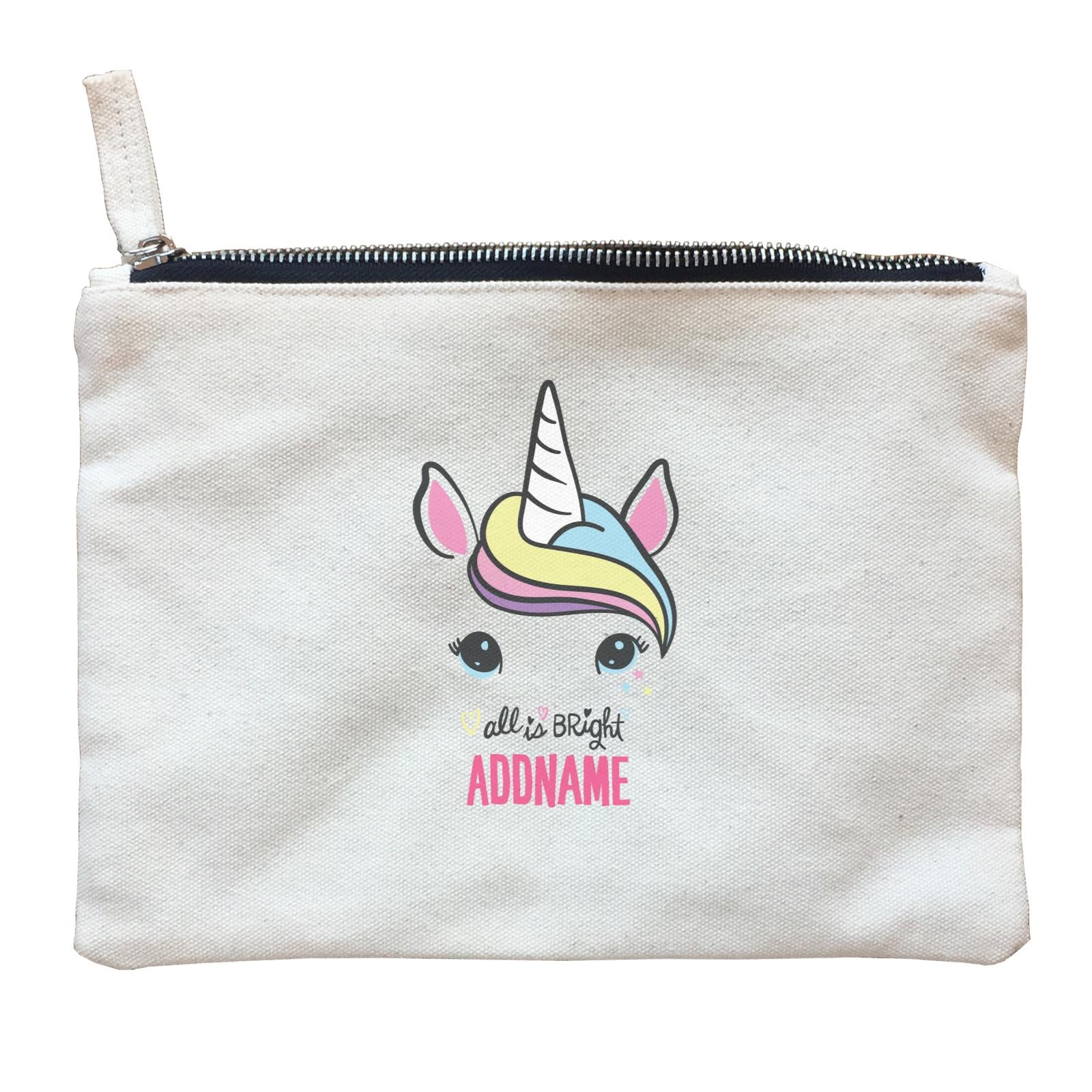 Cool Vibrant Series Unicorn Face All Is Bright Addname Zipper Pouch