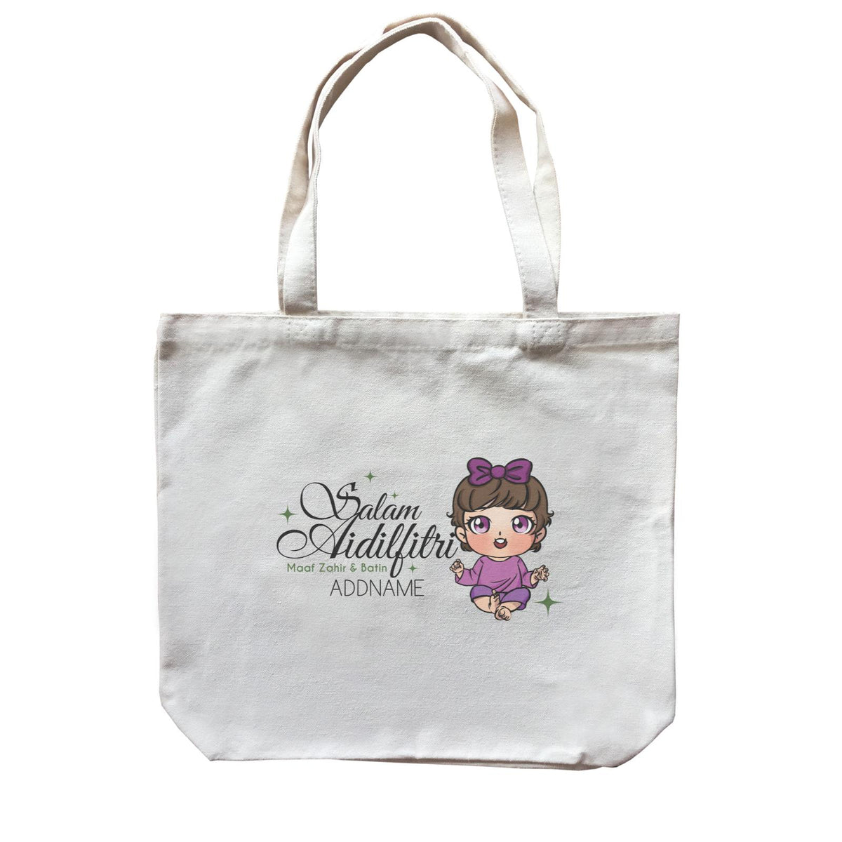 Raya Chibi Wishes Baby Girl Addname Wishes Everyone Salam Aidilfitri Maaf Zahir &amp; Batin Accessories Canvas Bag