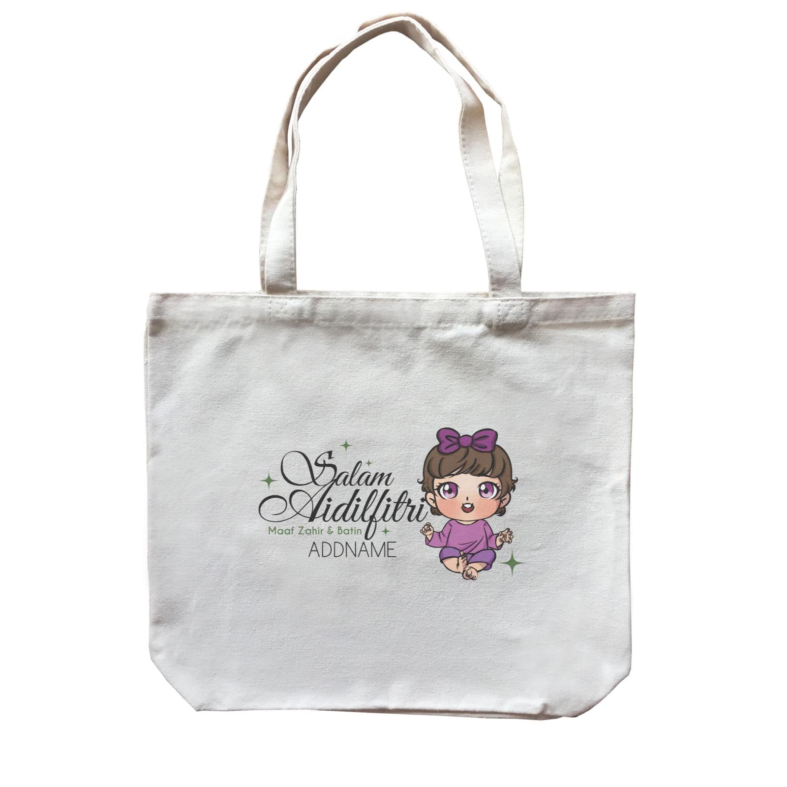 Raya Chibi Wishes Baby Girl Addname Wishes Everyone Salam Aidilfitri Maaf Zahir & Batin Accessories Canvas Bag