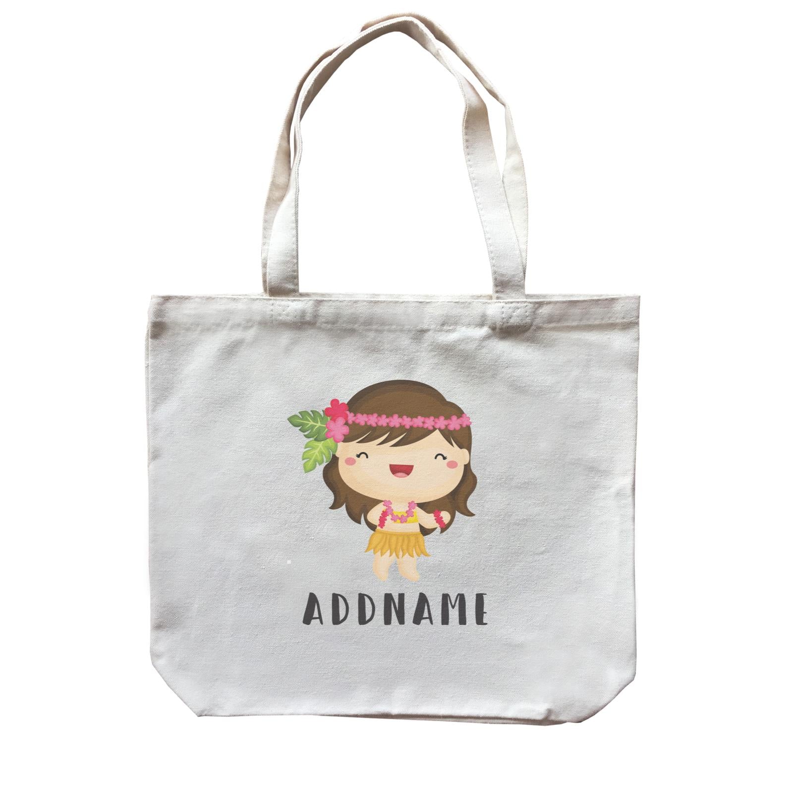 Birthday Hawaii Girl Wearing Hula Grass Dress Addname Canvas Bag