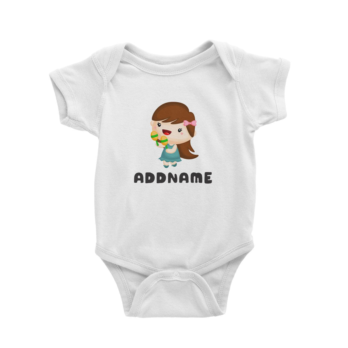 Birthday Music Band Girl Playing Maracas Addname Baby Romper