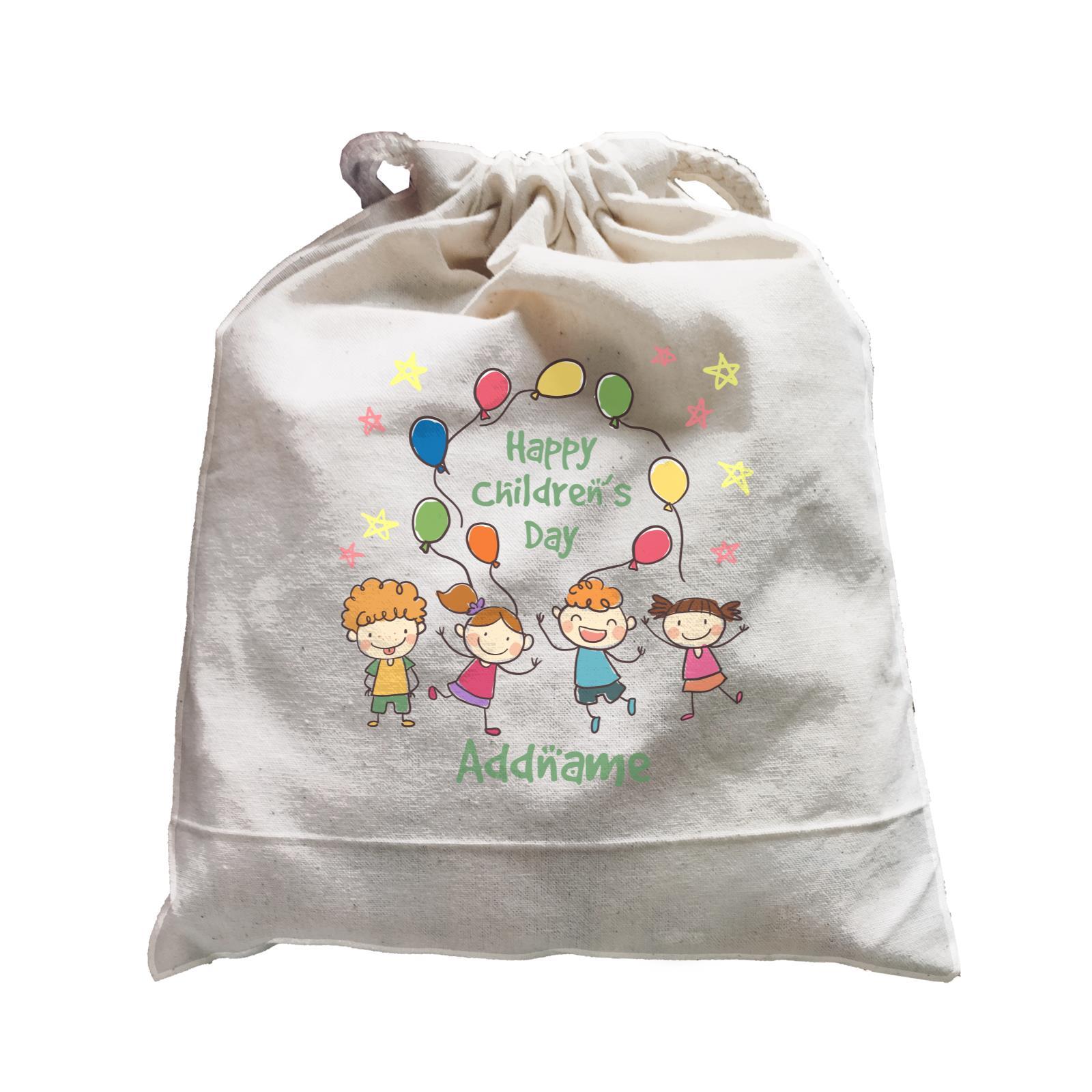 Children's Day Gift Series Four Cute Children With Balloons Addname  Satchel