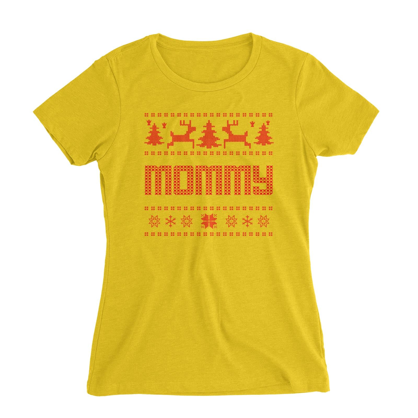 Christmas Sweater Mommy Women's Slim Fit T-Shirt  Matching Family