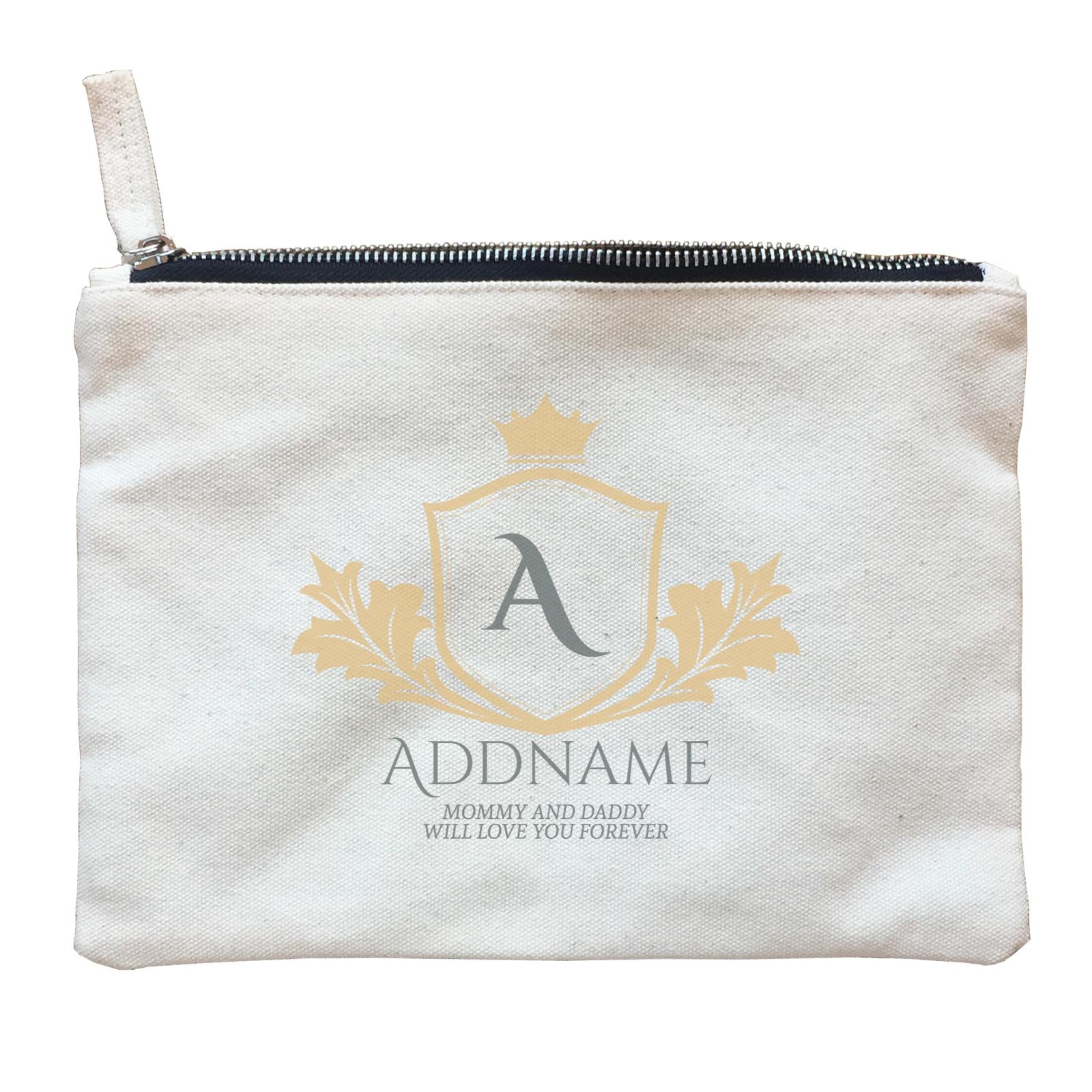 Royal Emblem Logo with Crown Personalizable with Initial Name and Text Zipper Pouch