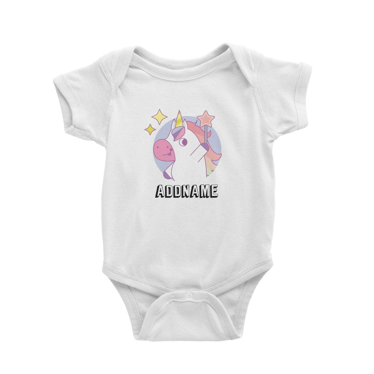 Birthday Unicorn Girl With Magic Wand Addname Baby Romper
