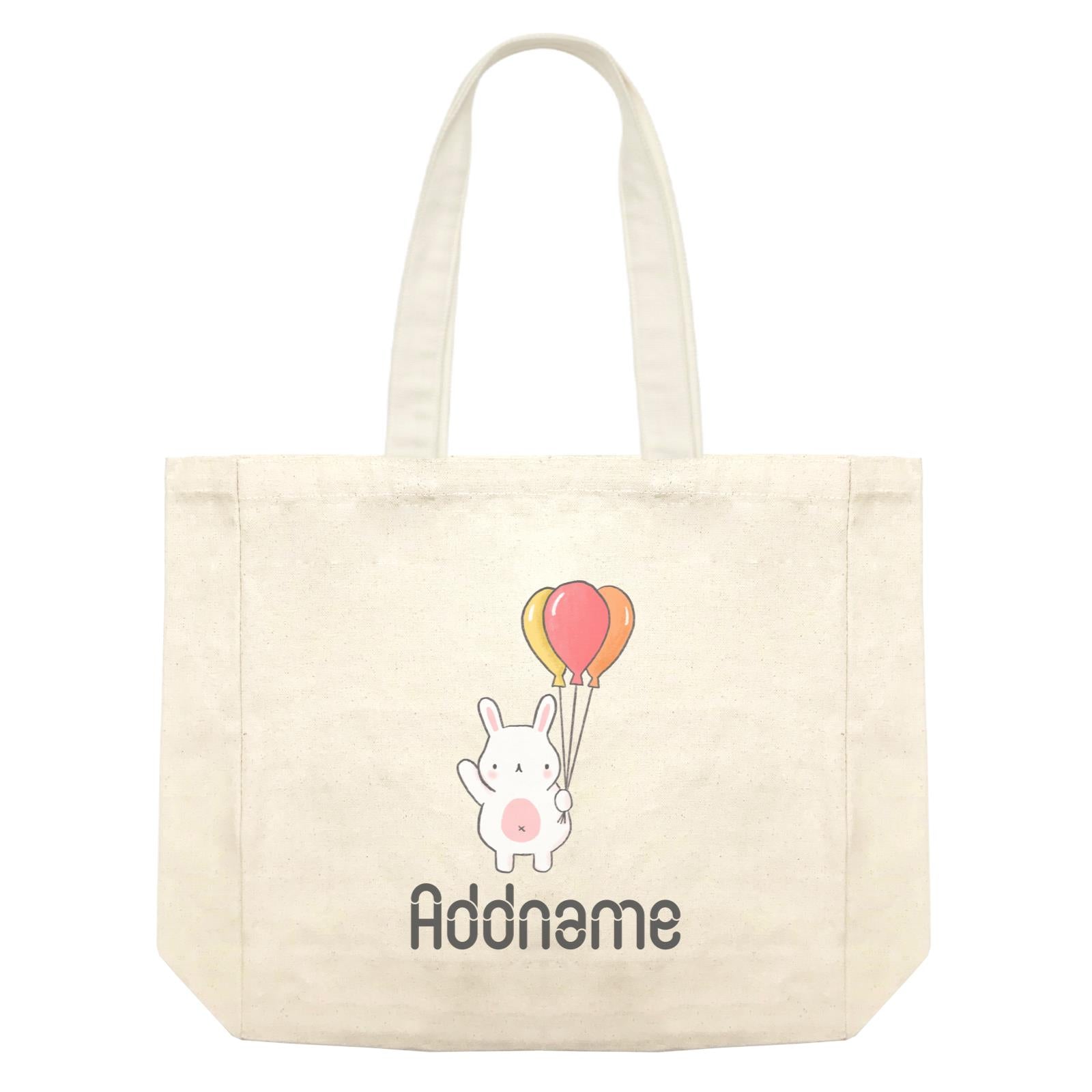 Cute Hand Drawn Style Rabbit with Balloon Addname Shopping Bag