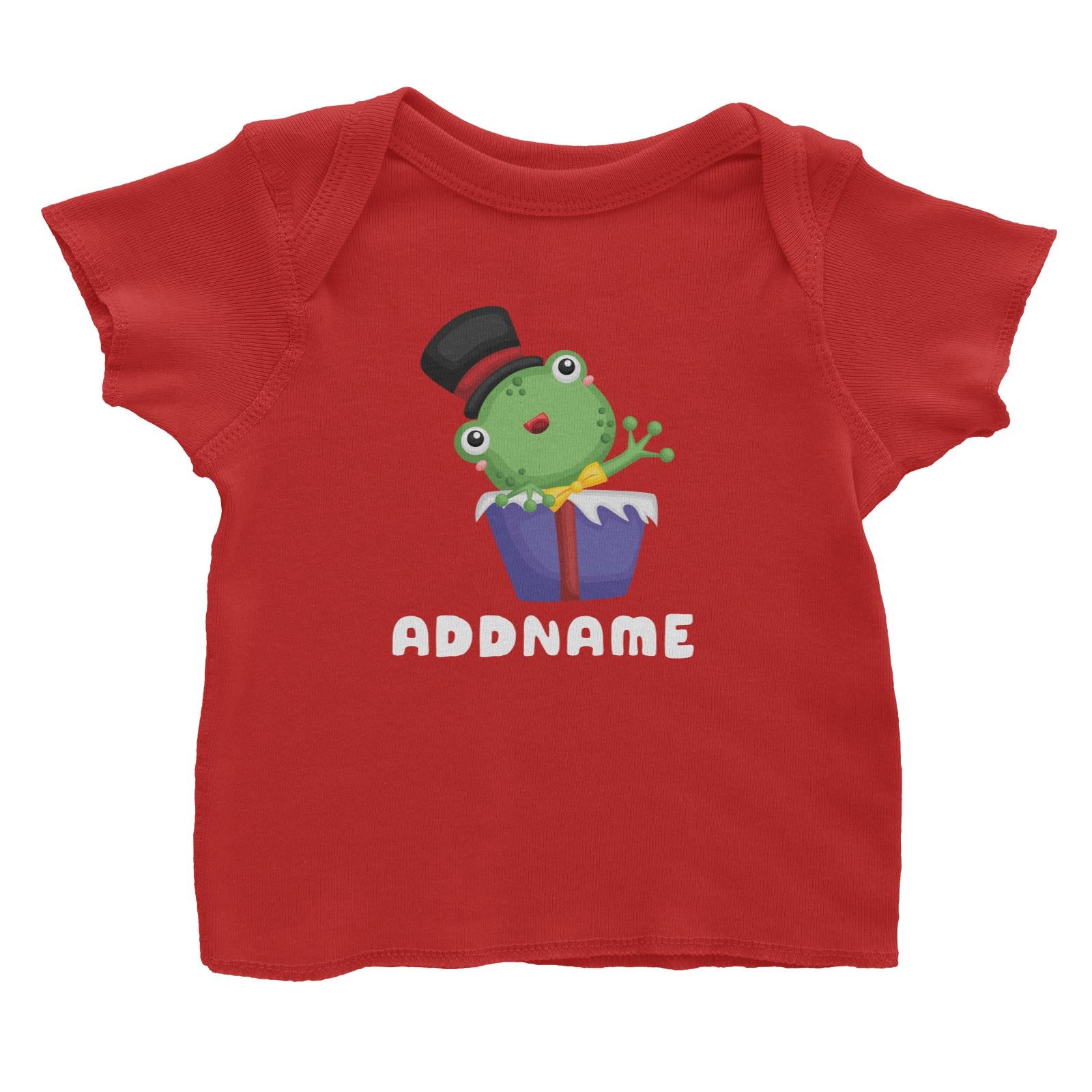 Birthday Frog Frog Wearing Hat Inside Present Box Addname Baby T-Shirt