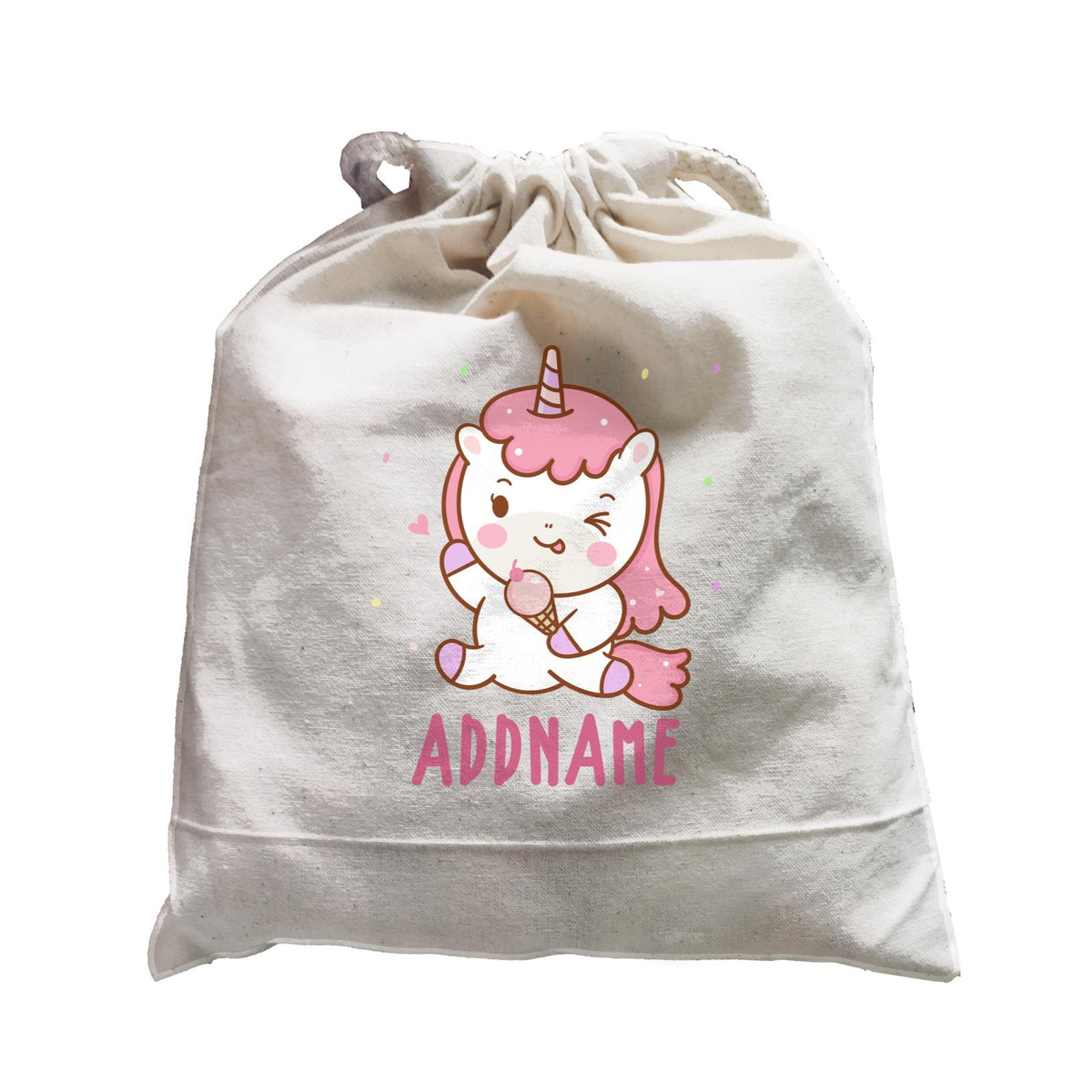 Unicorn And Princess Series Unicorn Happy Eating Ice Cream Addname Satchel
