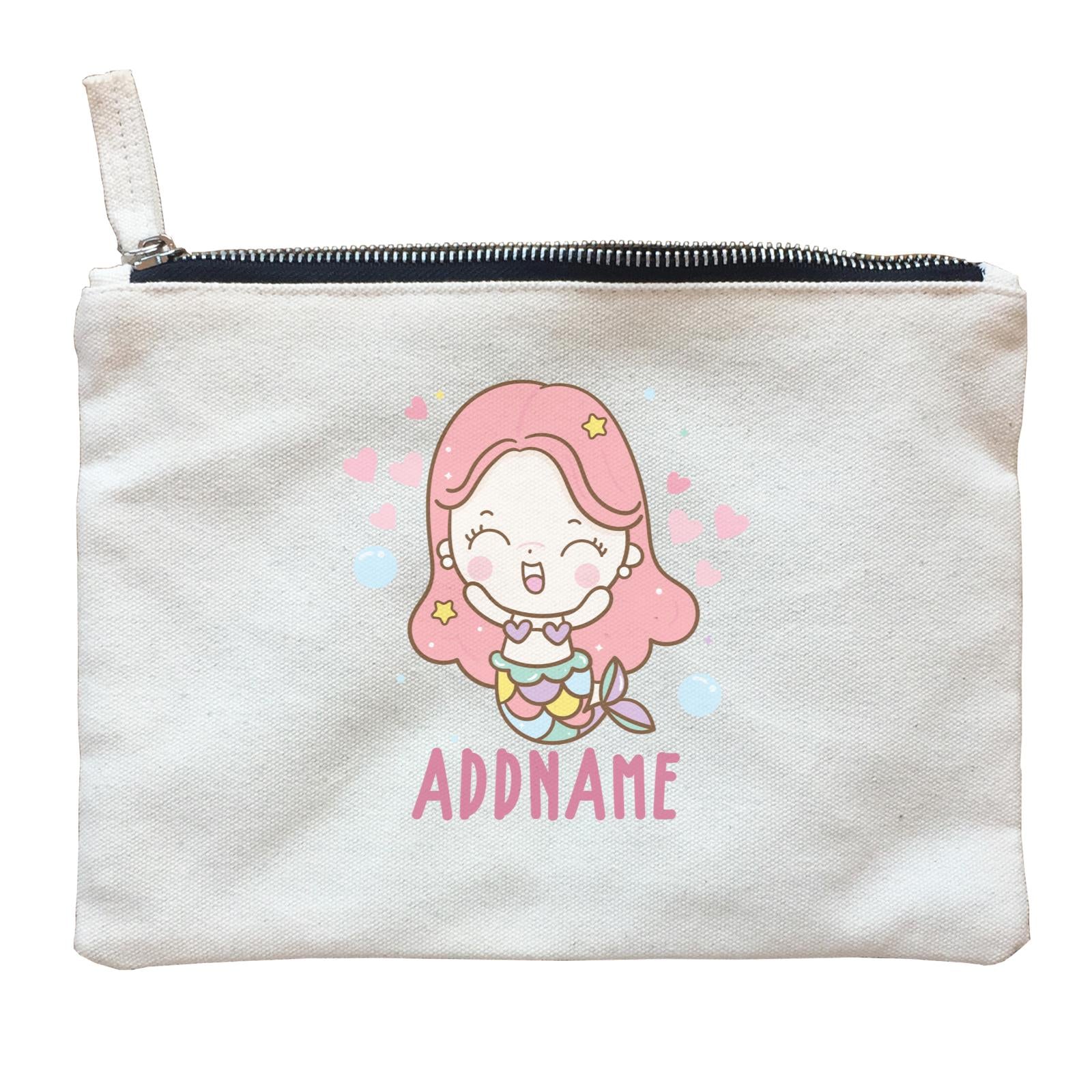 Unicorn And Princess Series Cute Happy Mermaid Girl Addname Zipper Pouch