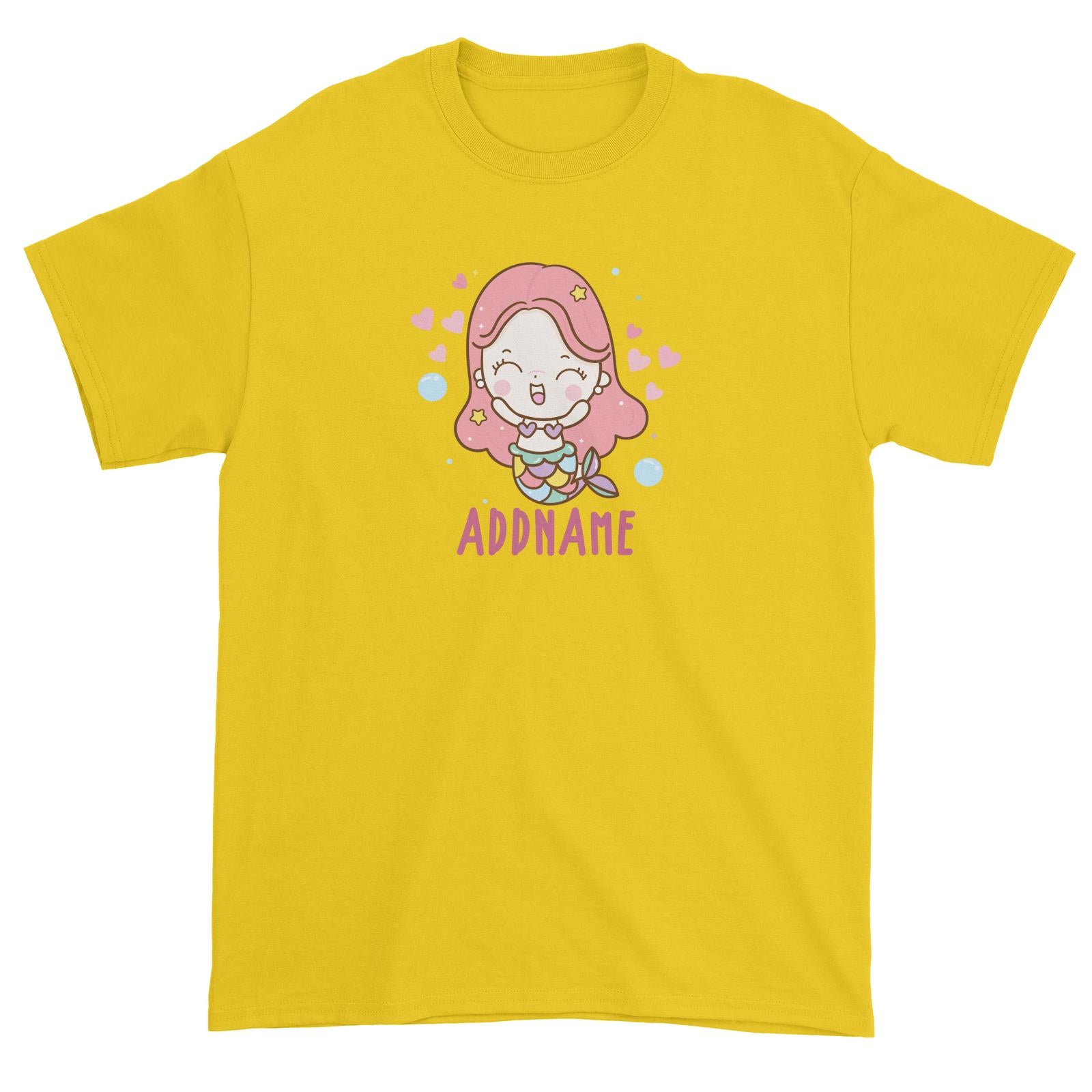 Unicorn And Princess Series Cute Happy Mermaid Girl Addname Unisex T-Shirt
