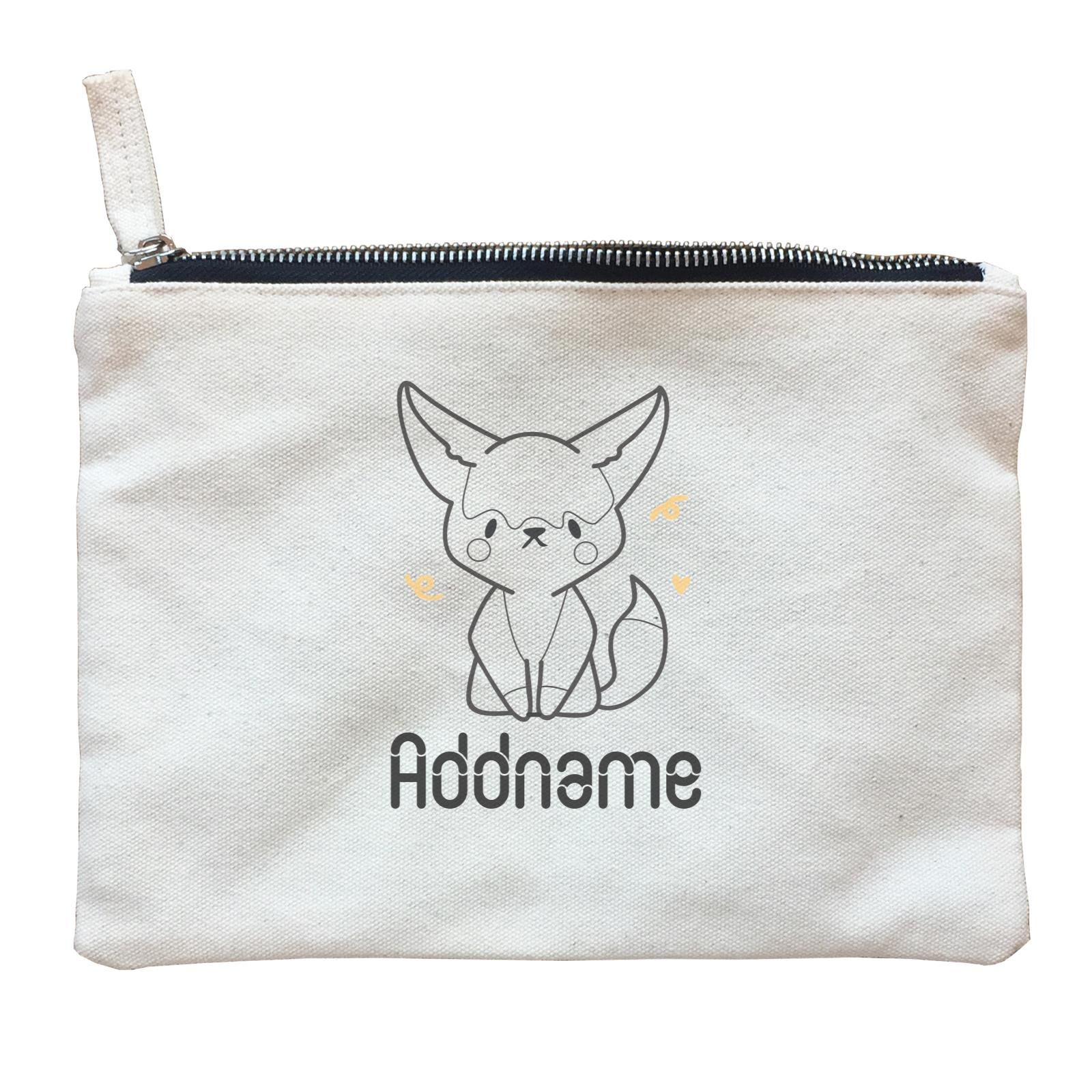 Coloring Outline Cute Hand Drawn Animals Fox Fennec Fox Addname Zipper Pouch