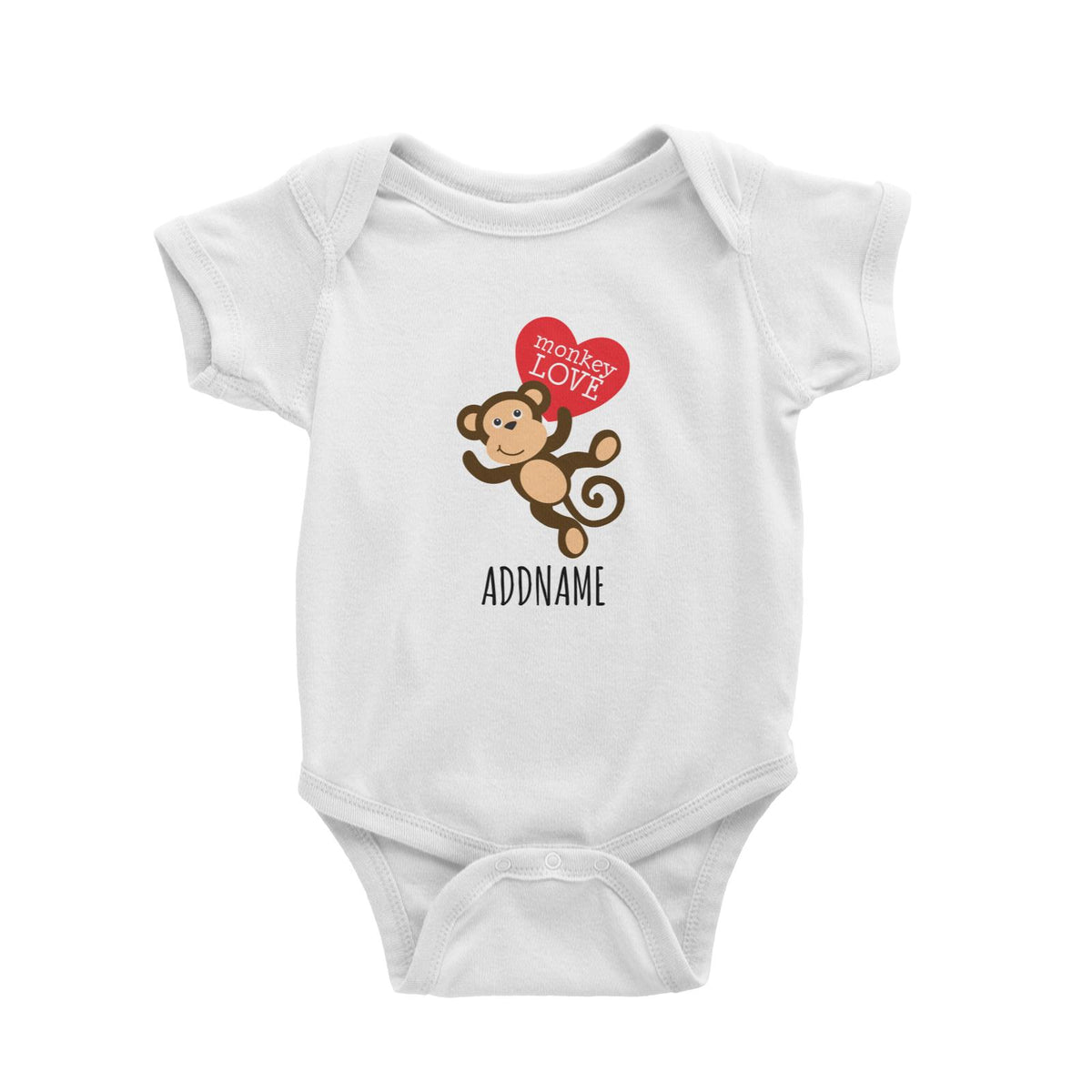 Monkey Love White White Baby Romper