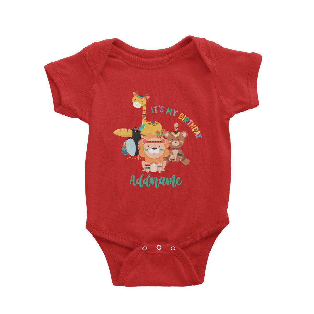 Animal Tribal Birthday Theme Addname Baby Romper