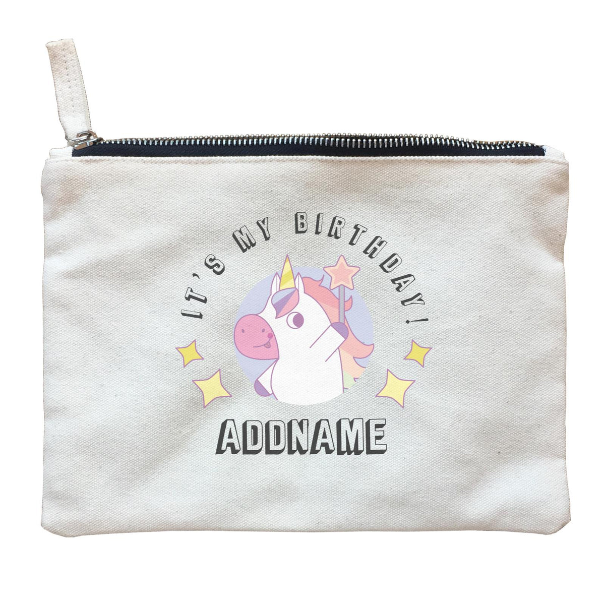 Birthday Unicorn Girl With Magic Wand It's My Birthday Addname Zipper Pouch