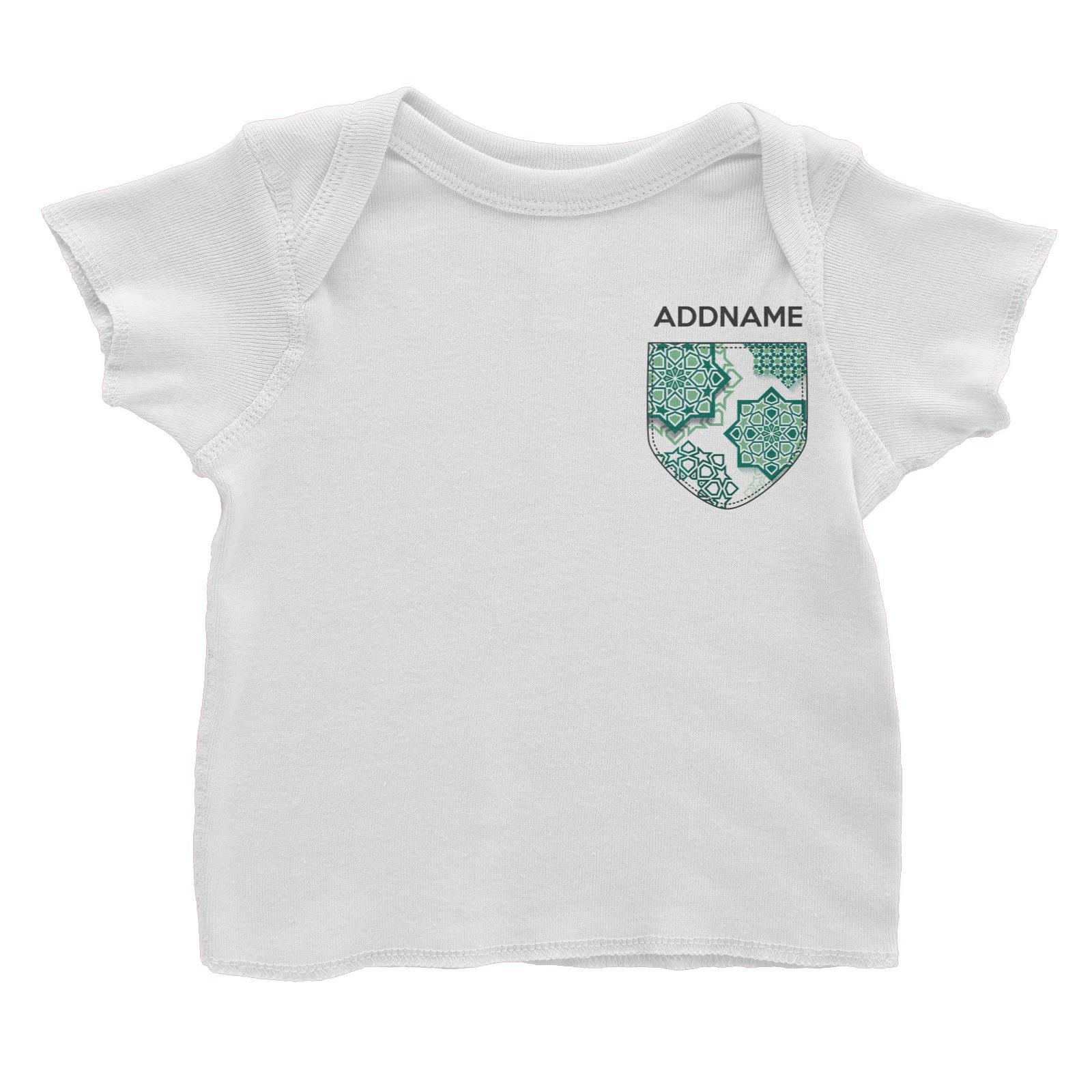 Raya Pocket Green Islamic Geomatric Addname Baby T-Shirt