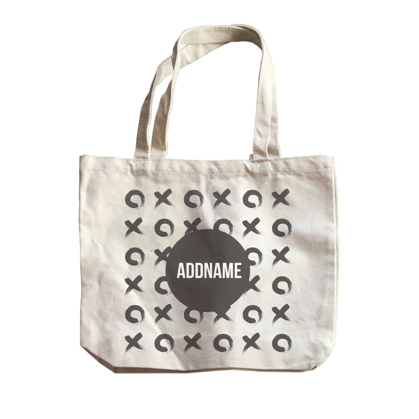 Monochrome Black Tic Tac Toe with Addname Canvas Bag - FamsyMall