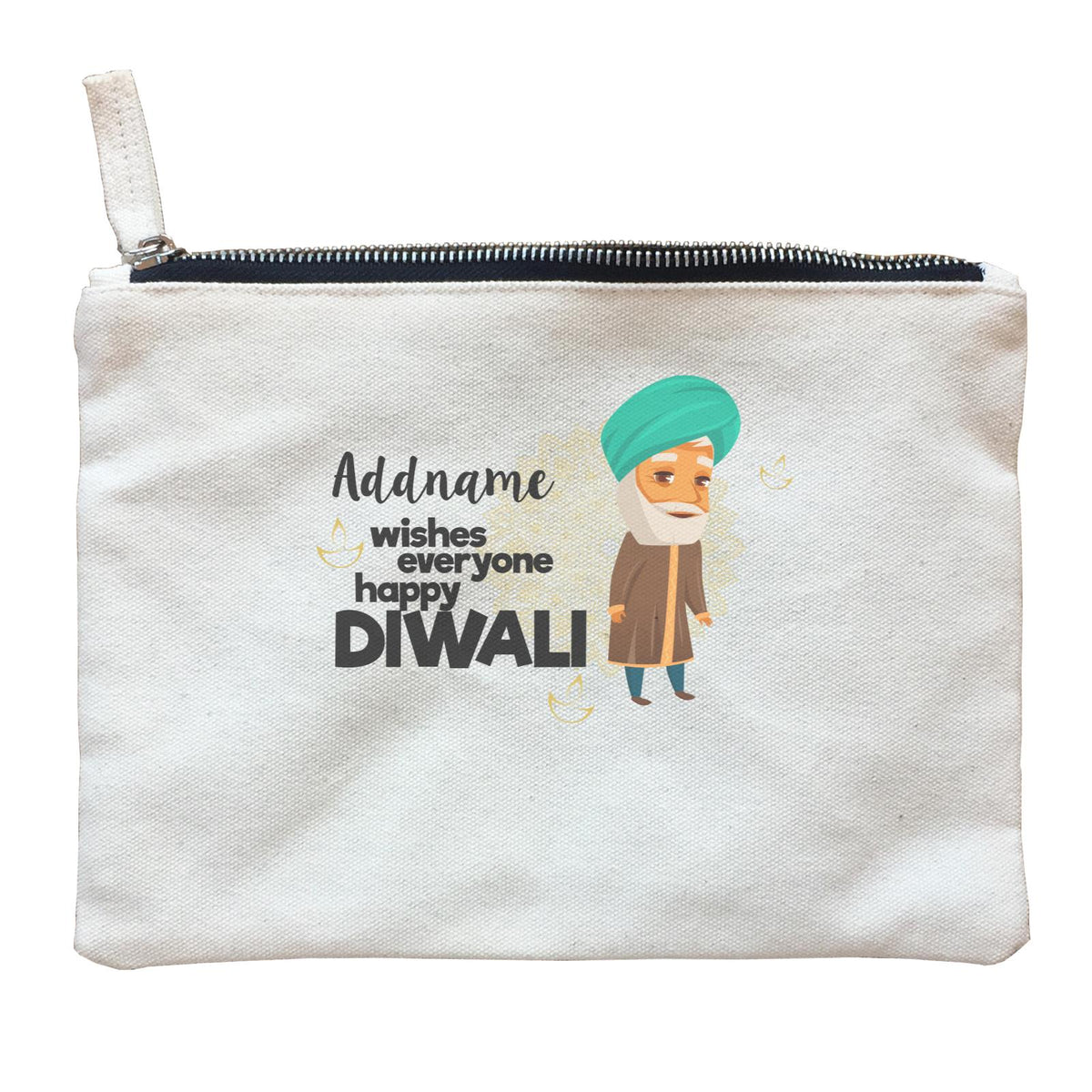 Cute Grandpa Wishes Everyone Happy Diwali Addname Zipper Pouch