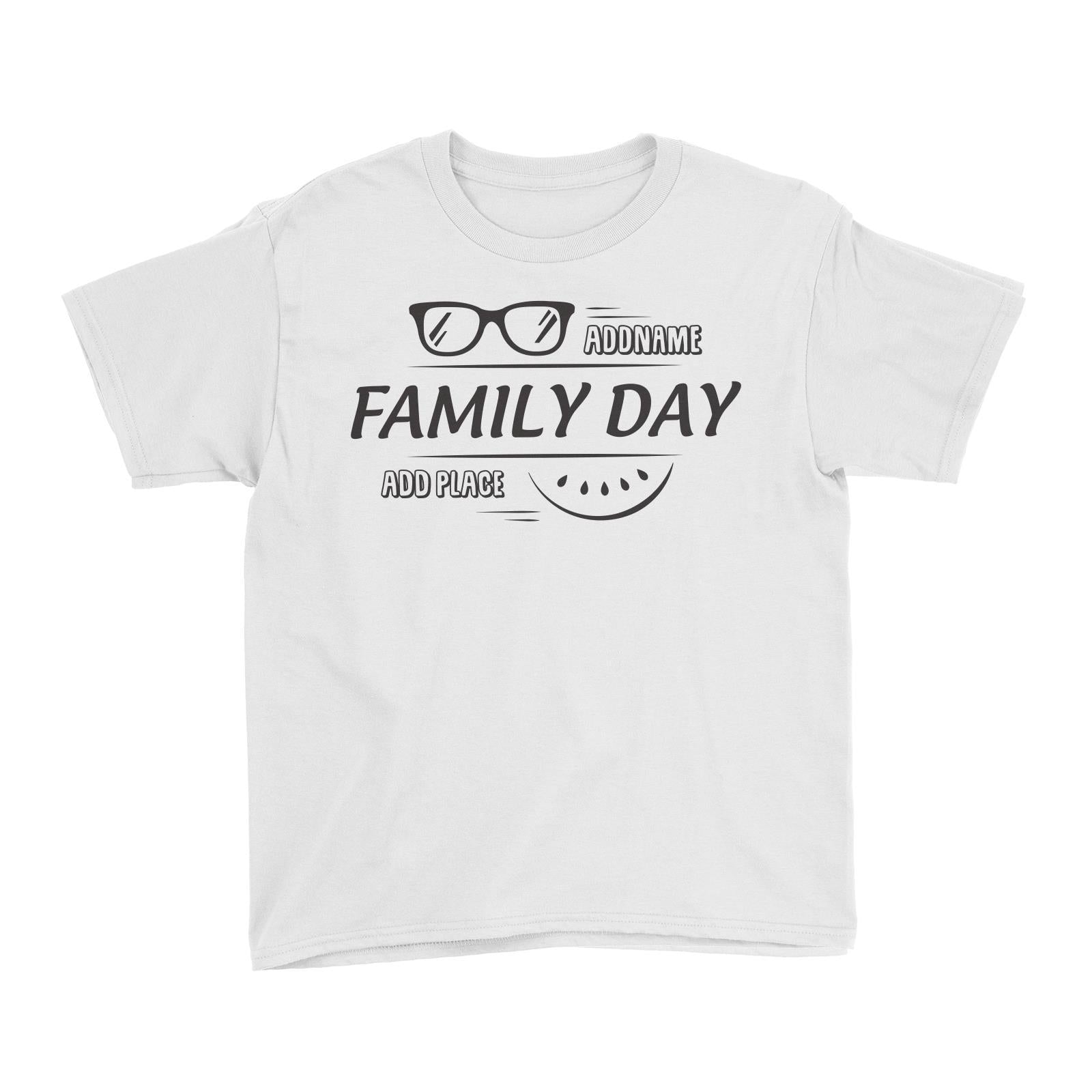 Family Day Tropical Sun Glasses Family Day Addname And Add Place Kid T-Shirt