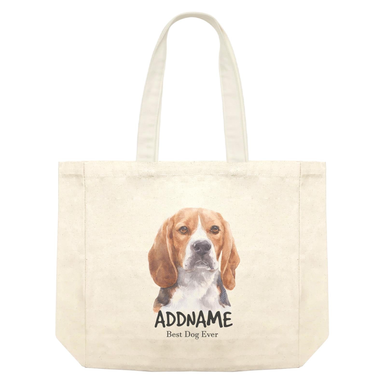 Watercolor Dog Beagle Frown Best Dog Ever Addname Shopping Bag