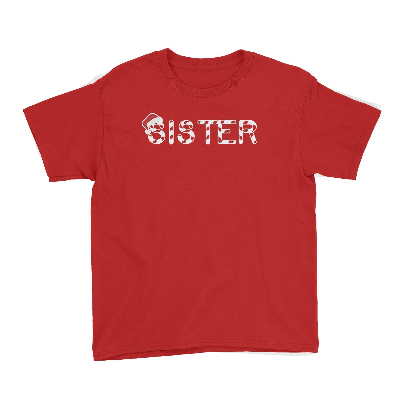 Candy Cane Alphabet Sister with Santa Hat Kid's T-Shirt