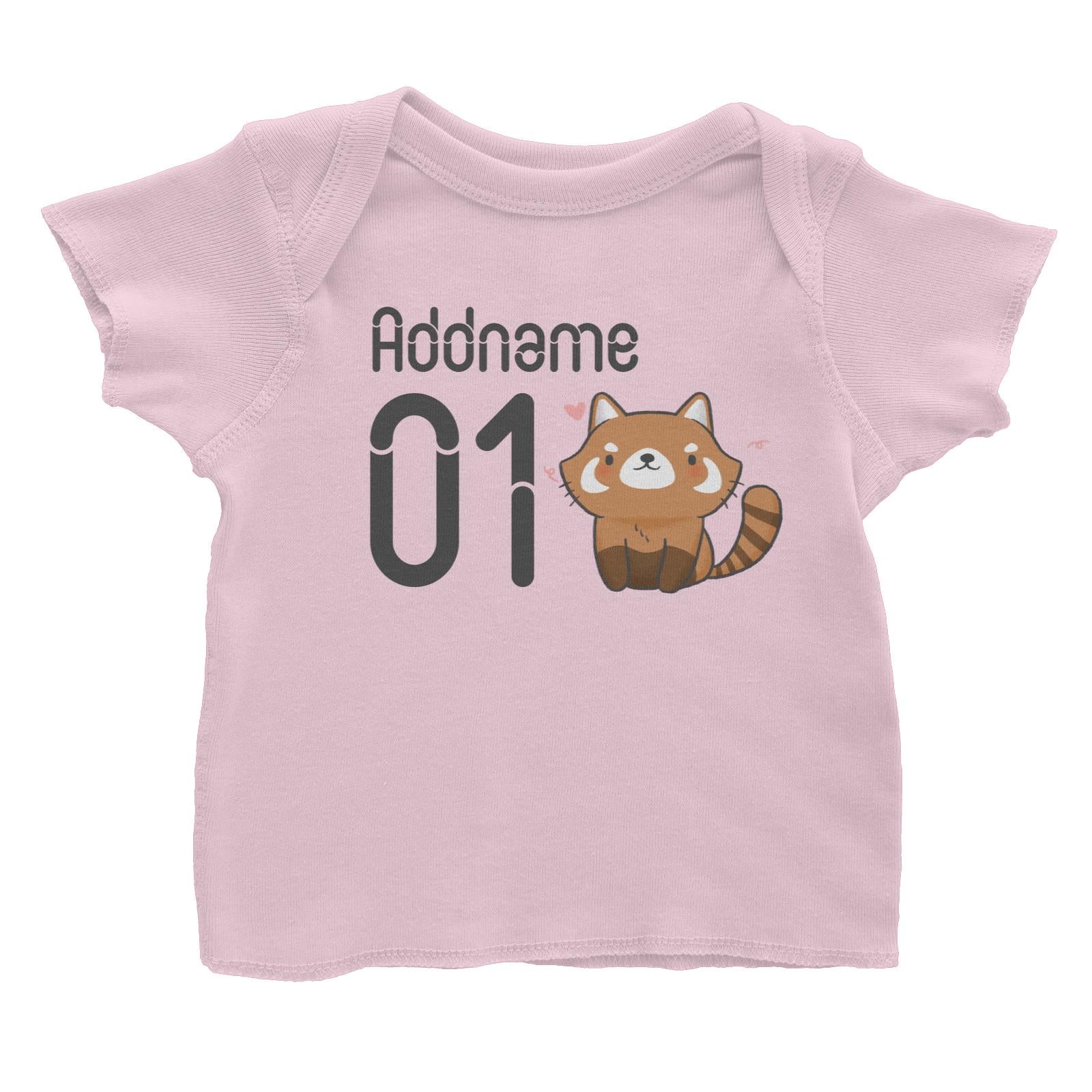 Name and Number Cute Hand Drawn Style Red Panda Baby T-Shirt