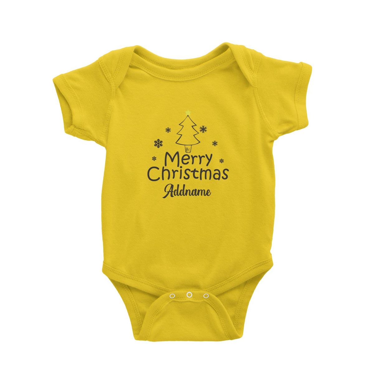 Christmas Series Merry Christmas Tree with Snowflakes Baby Romper