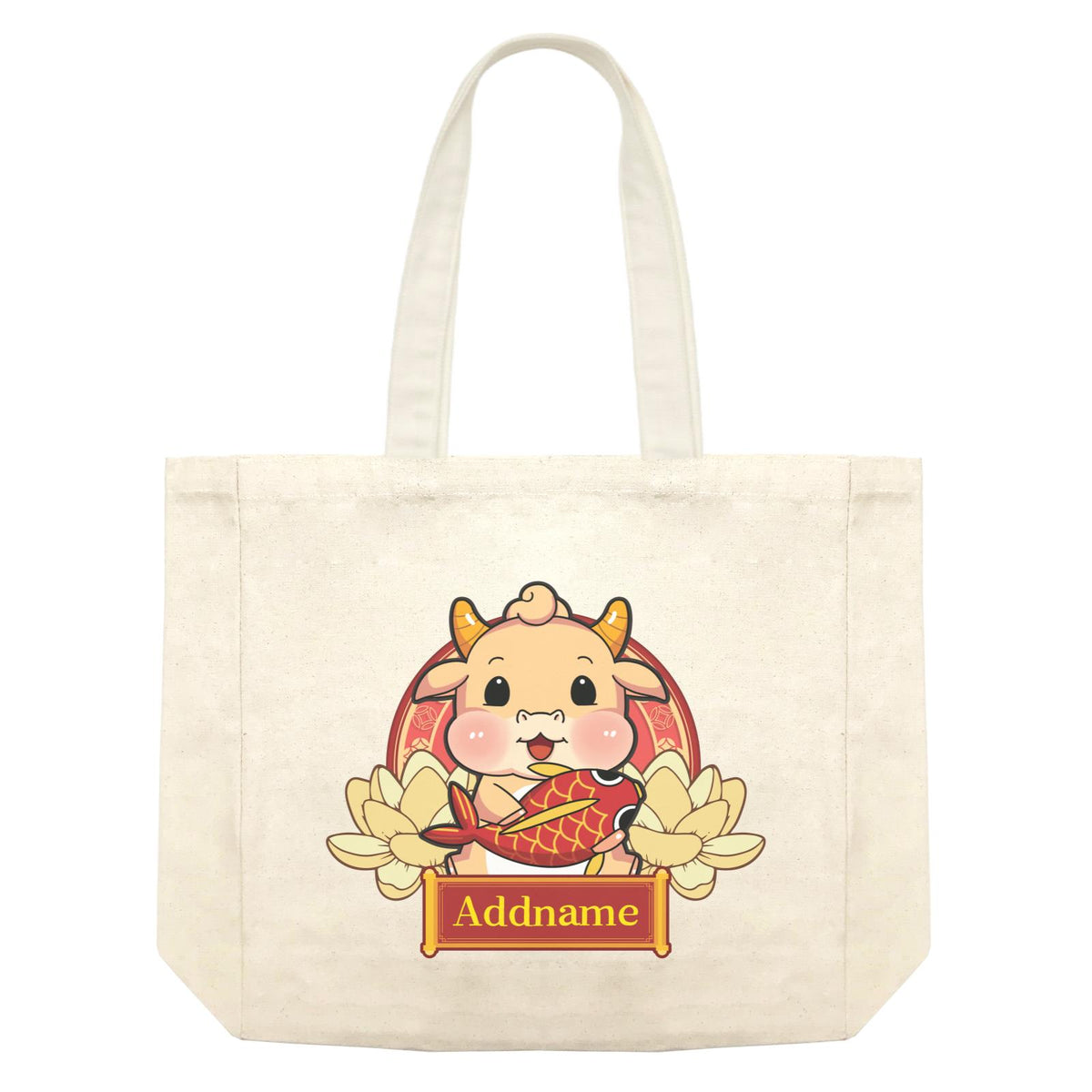 [CNY 2021] Gold Lotus Series Golden Cow with Koi Fish Shopping Bag
