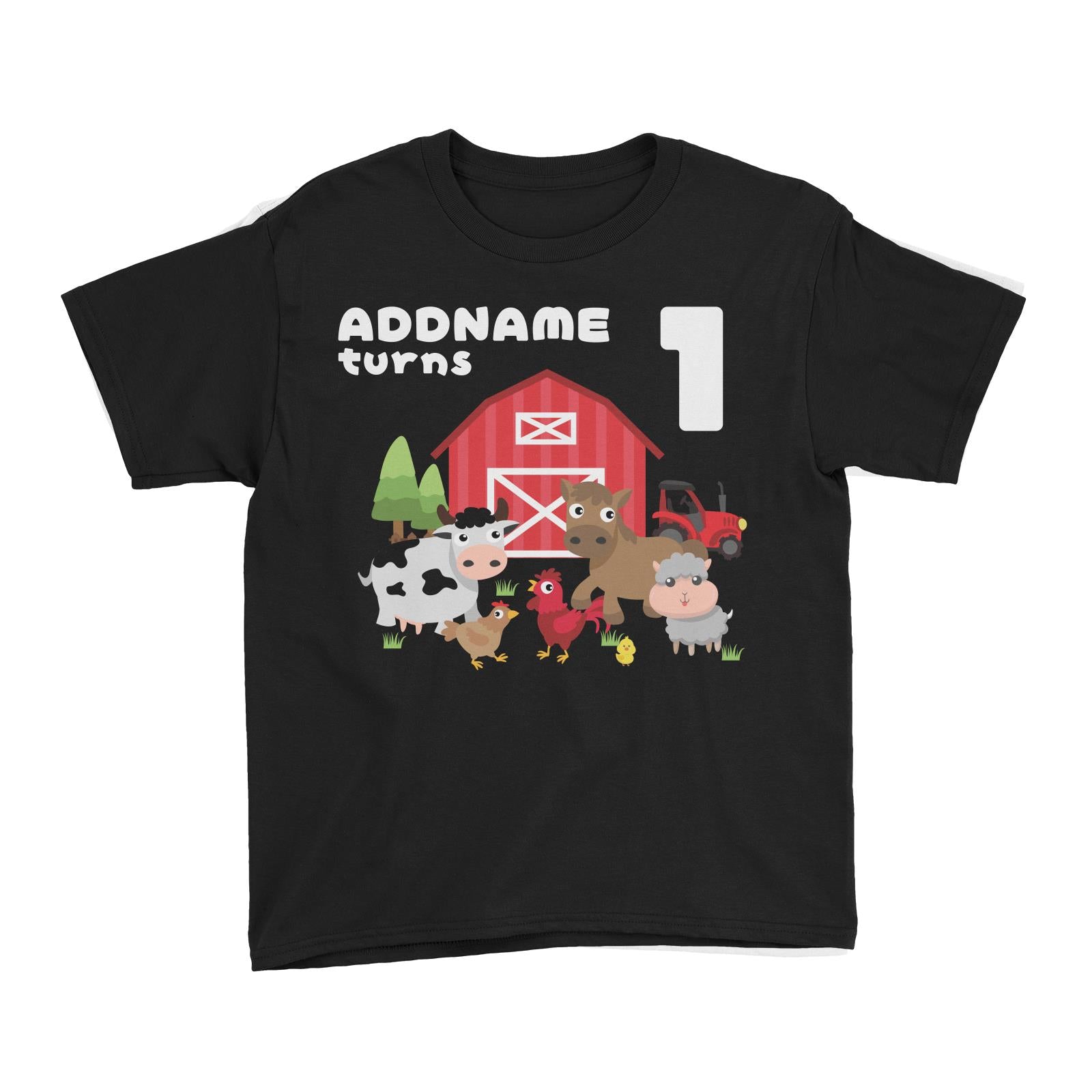 Farm Animals Birthday Theme Personalizable with Name and Number Kid's T-Shirt