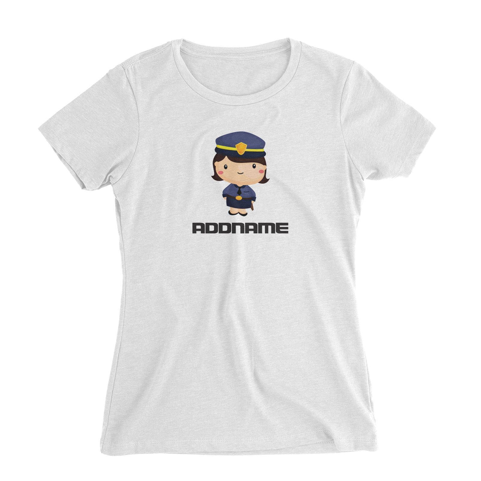 Birthday Police Officer Short Hair Girl  In Suit Addname Women's Slim Fit T-Shirt