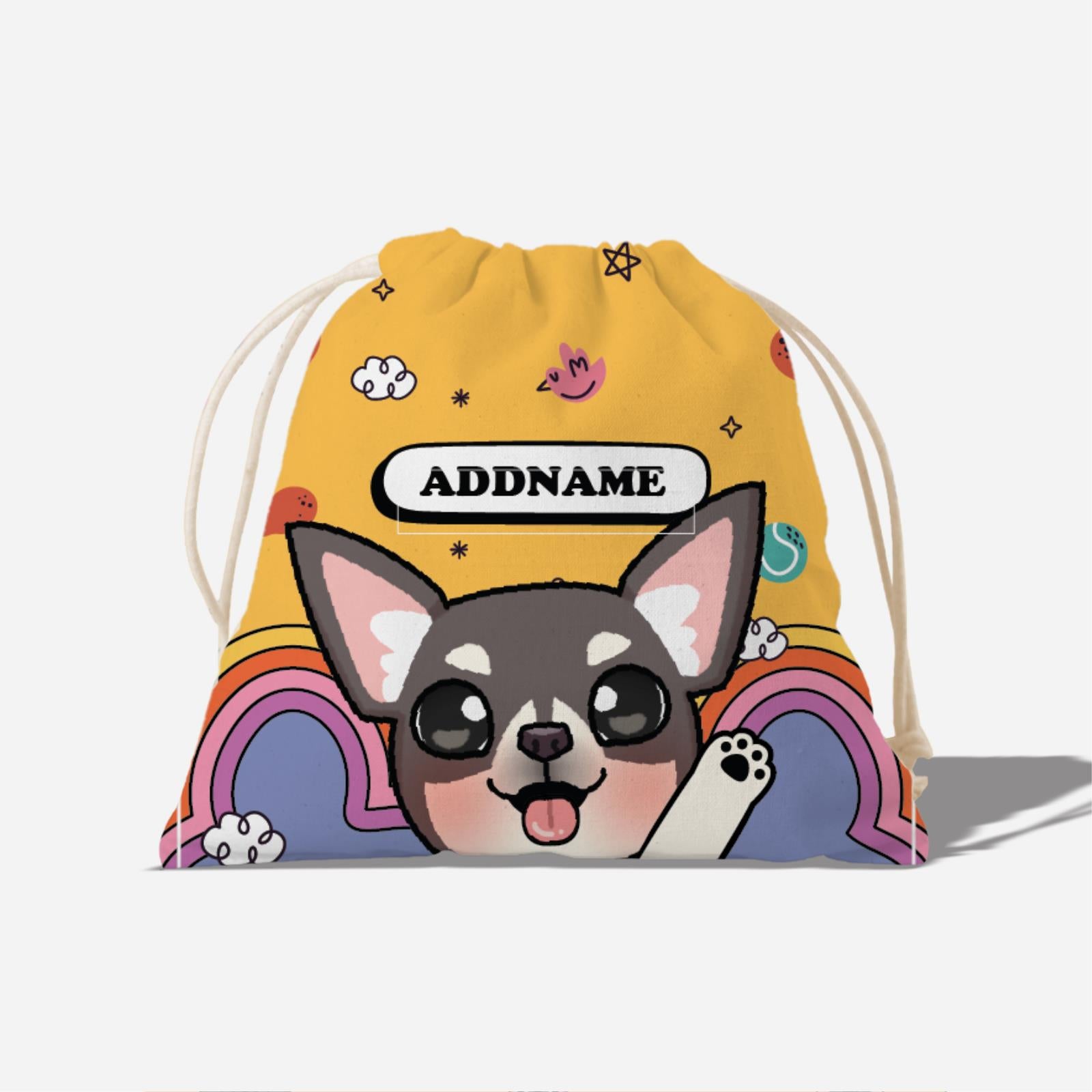 Paw Print Series Full Print Satchel - Grey Chihuahua