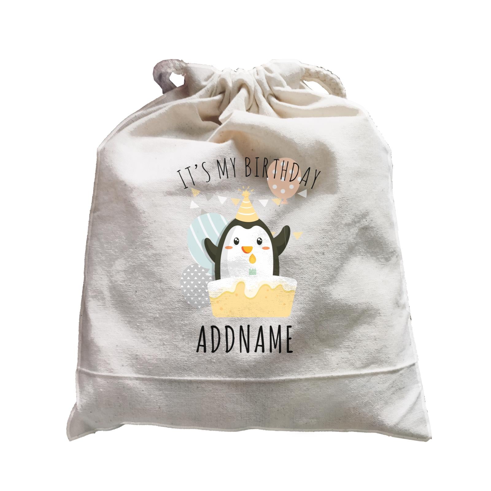 Birthday Cute Penguin And Cake It's My Birthday Addname Satchel