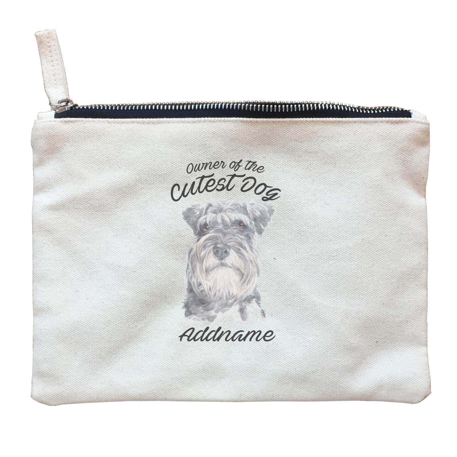 Watercolor Dog Owner Of The Cutest Dog Schnauzer Addname Zipper Pouch