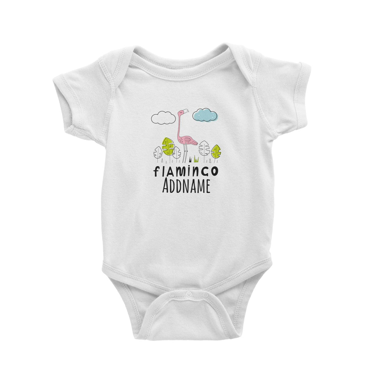 Drawn Dreamy Elements Flamingo Addname Baby Romper