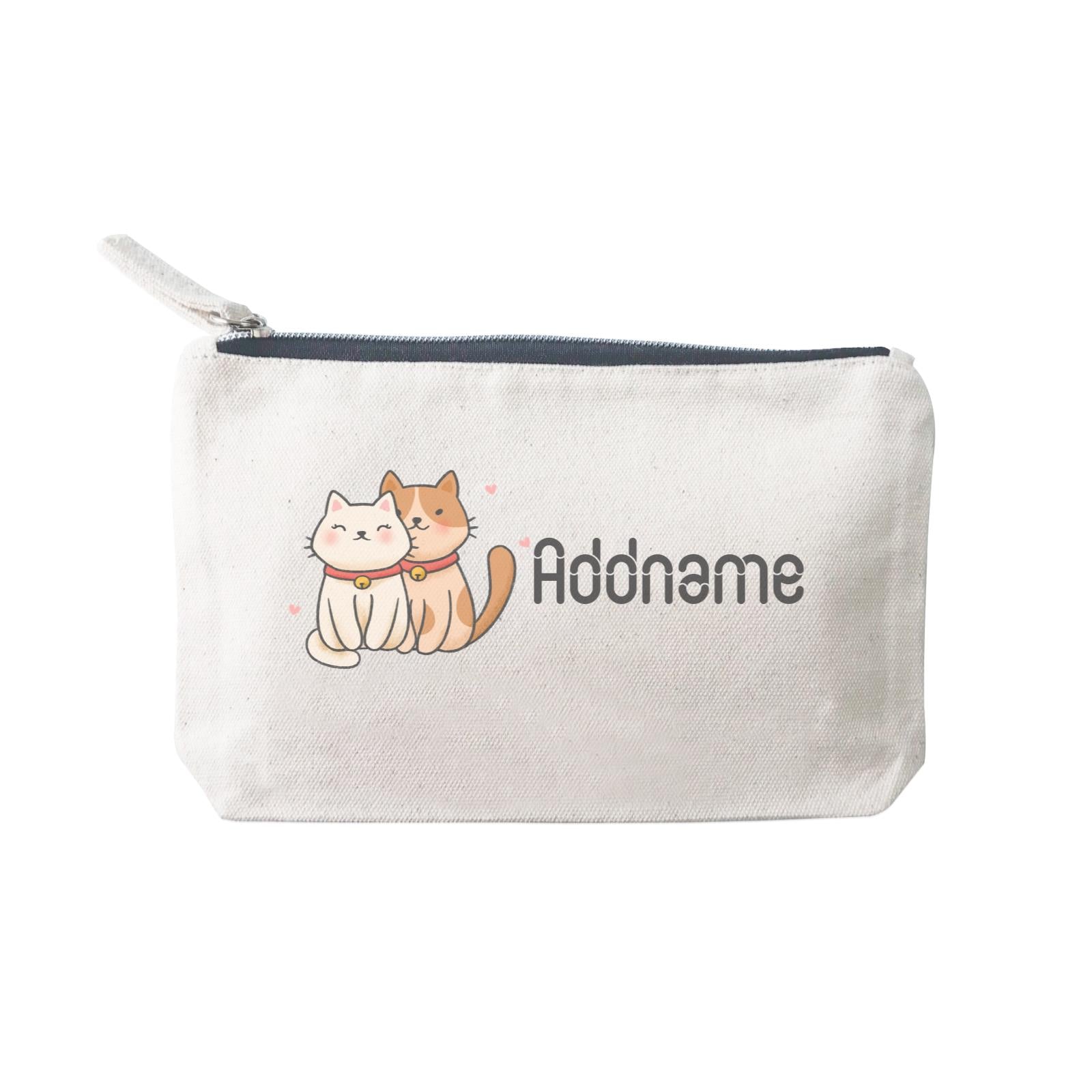 Cute Hand Drawn Style Couple Cat Addname SP Stationery Pouch 2