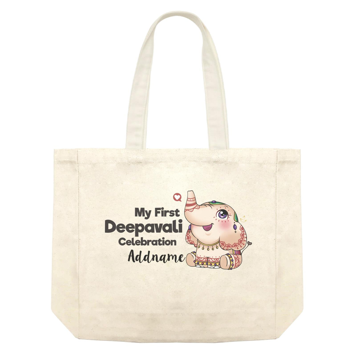 Deepavali Cute Decorative Ganesha My First Deepavali Celebration Addname Shopping Bag