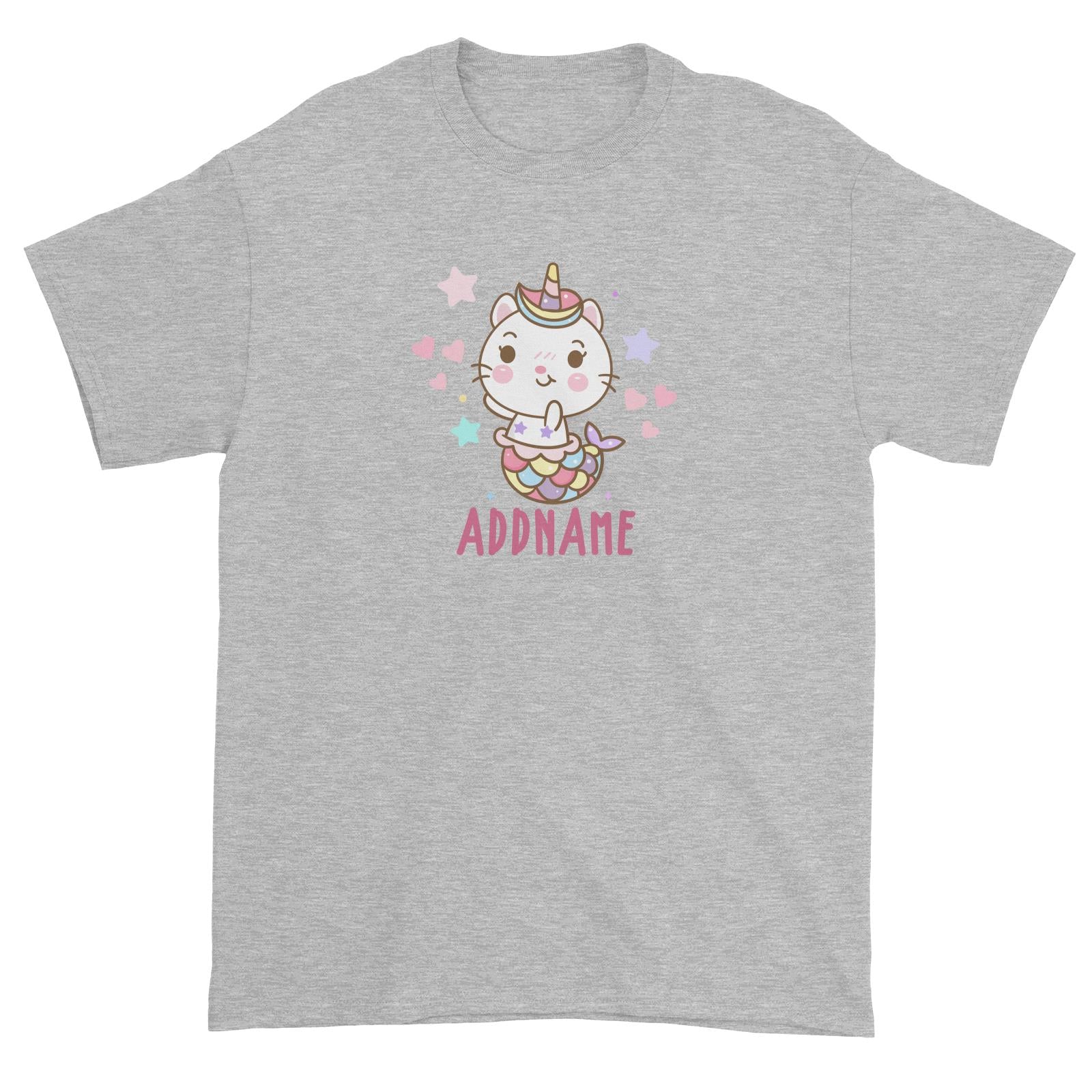 Unicorn And Princess Series Cute Shy Cat Mermaid Addname Unisex T-Shirt