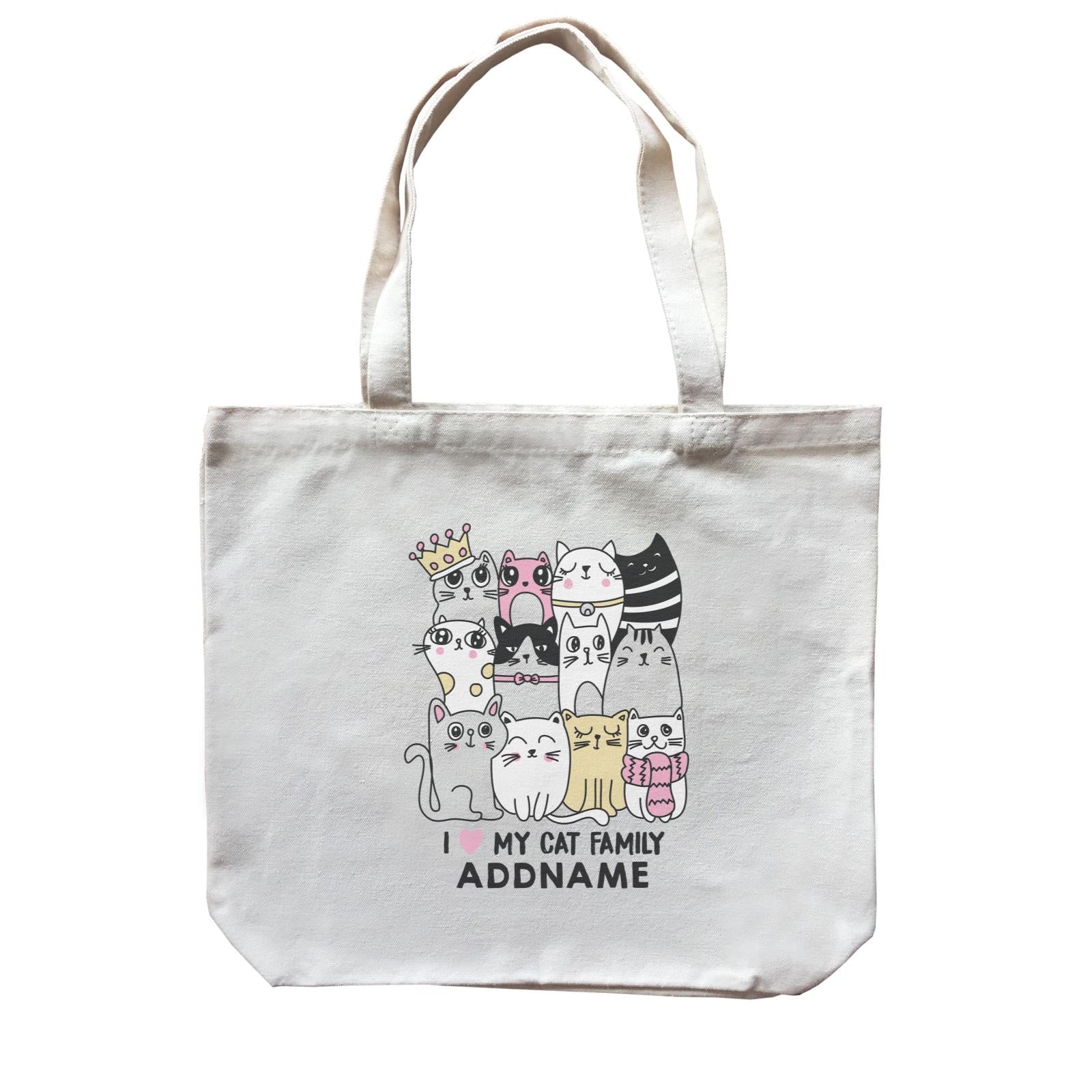 Cool Vibrant Series I Love My Cat Family Addname Canvas Bag