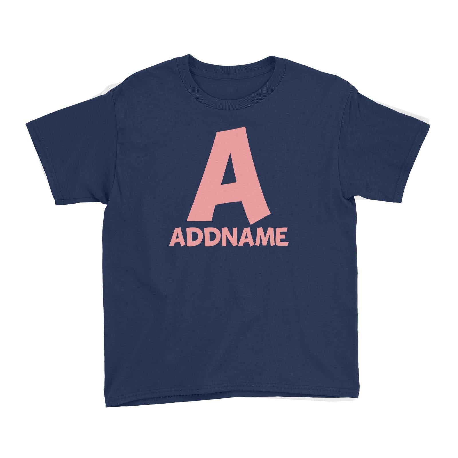 Add Initial and Add Name in Pink Kid's T-Shirt